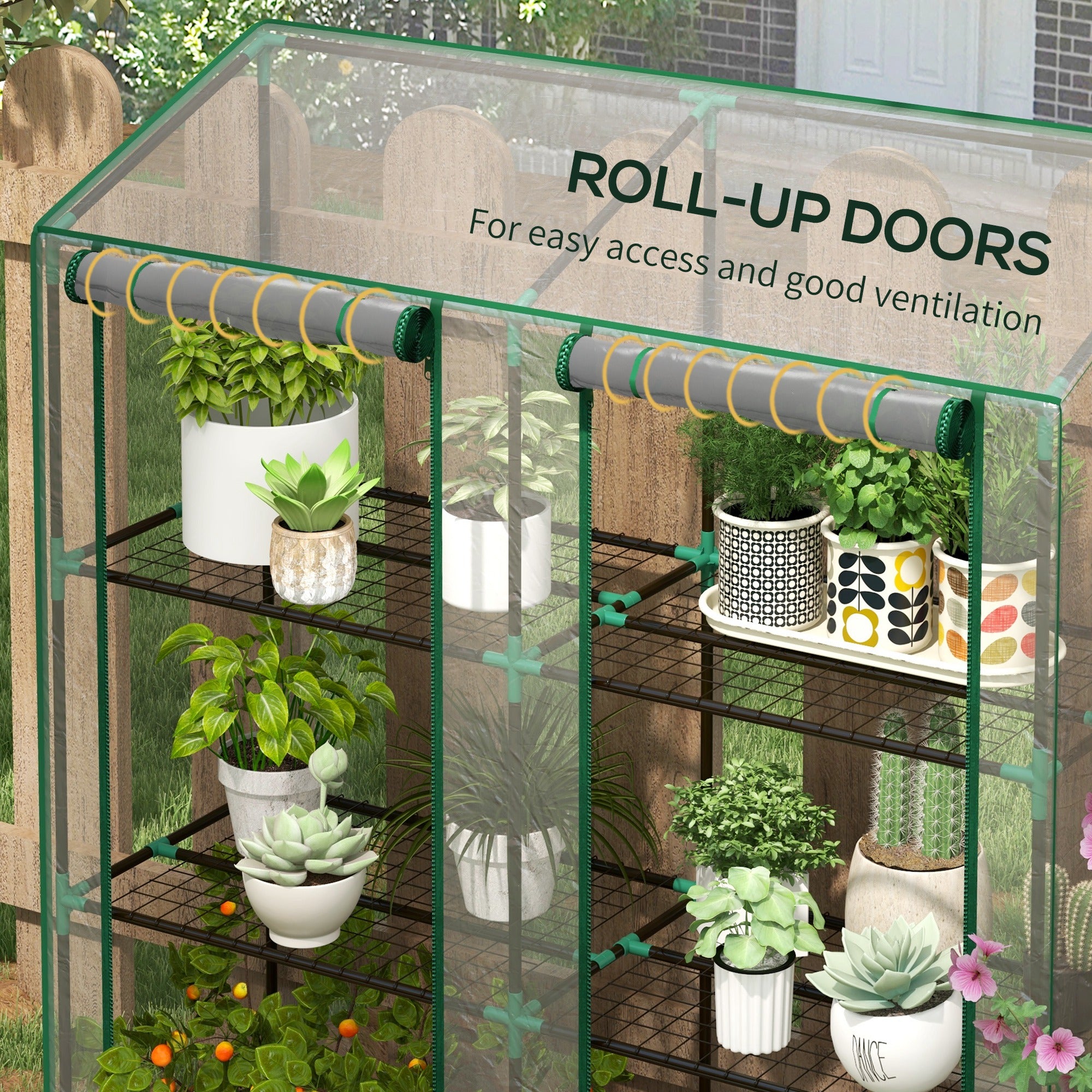 Outsunny 46 x 143cm Mini Lean-To Greenhouse, with Three Inner Shelves - North Peak Garden Furniture