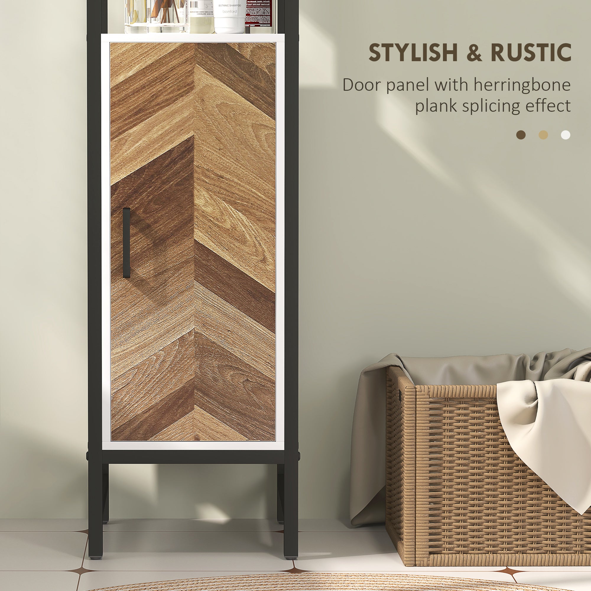 HOMCOM Tall Bathroom Cabinet with 3 Shelves, Slim Storage Cabinet with Adjustable Shelf, Narrow Tallboy Cupboard, Bathroom Storage Unit for Kitchen, Living Room, Hallway, 30 x 30 x 170 cm - North Peak Garden Furniture