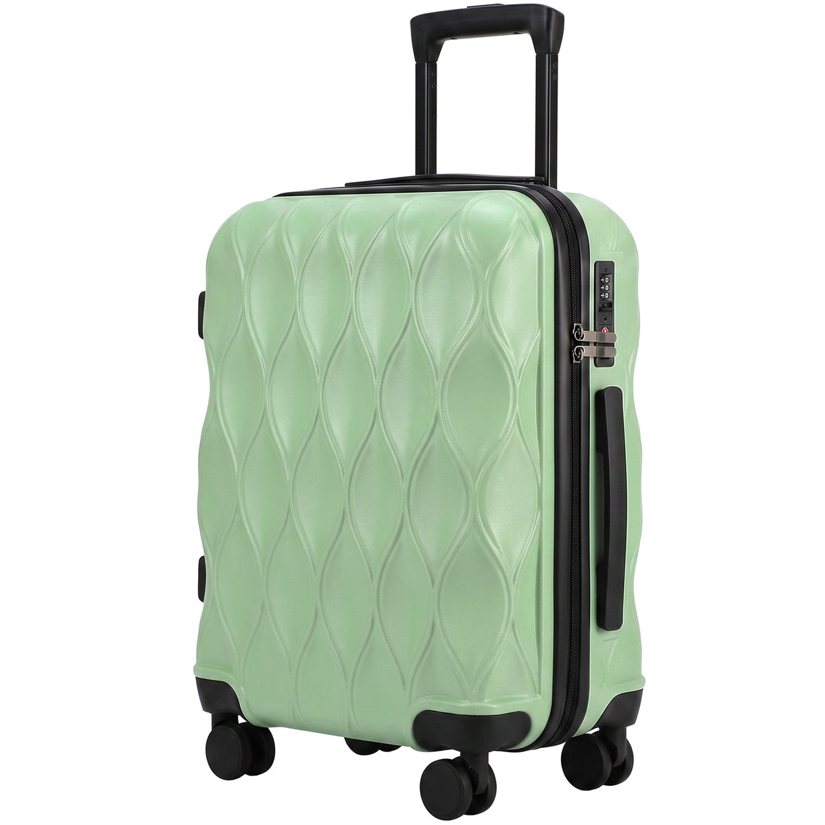 HOMCOM 56cm 41L Suitcase, Lightweight ABS Hard Shell Carry On Luggage with TSA Lock, Spinner Wheels, Telescopic Handle, Green