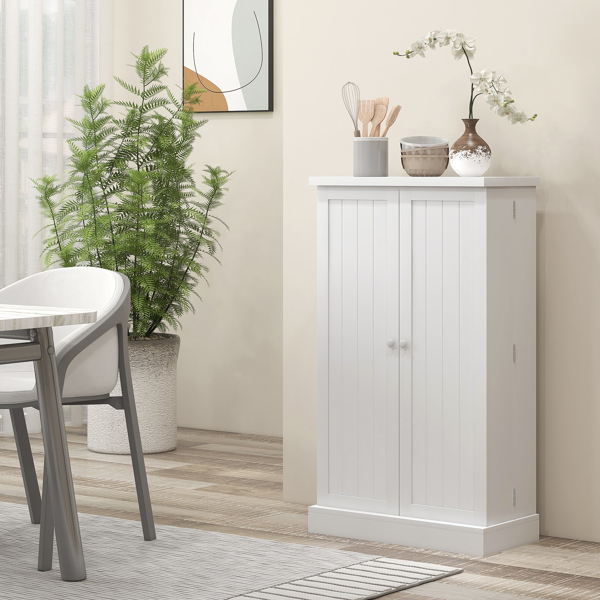 HOMCOM Freestanding Multi-Storage Kitchen Cupboard with Adjustable Shelves White - North Peak Garden Furniture