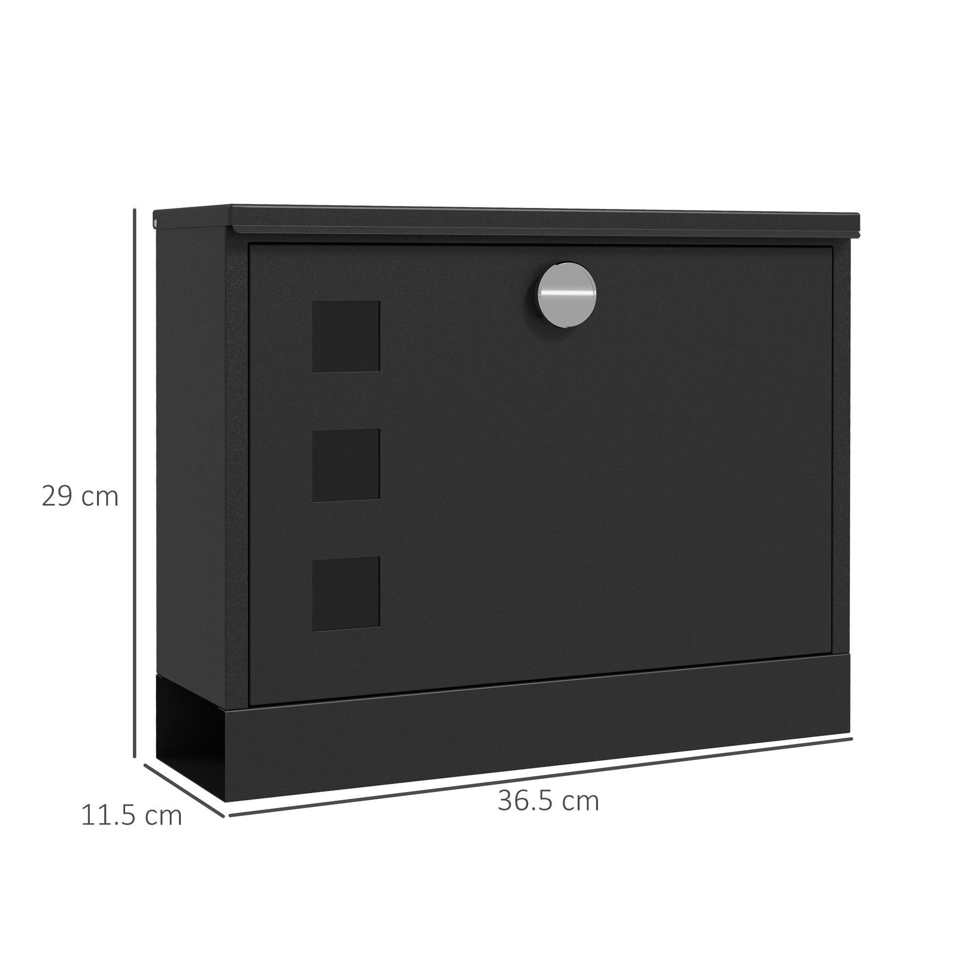 HOMCOM Wall Mounted Letterbox, Weatherproof Post Box, Modern Mailbox with 2 Keys and Viewing Windows, Easy to Install