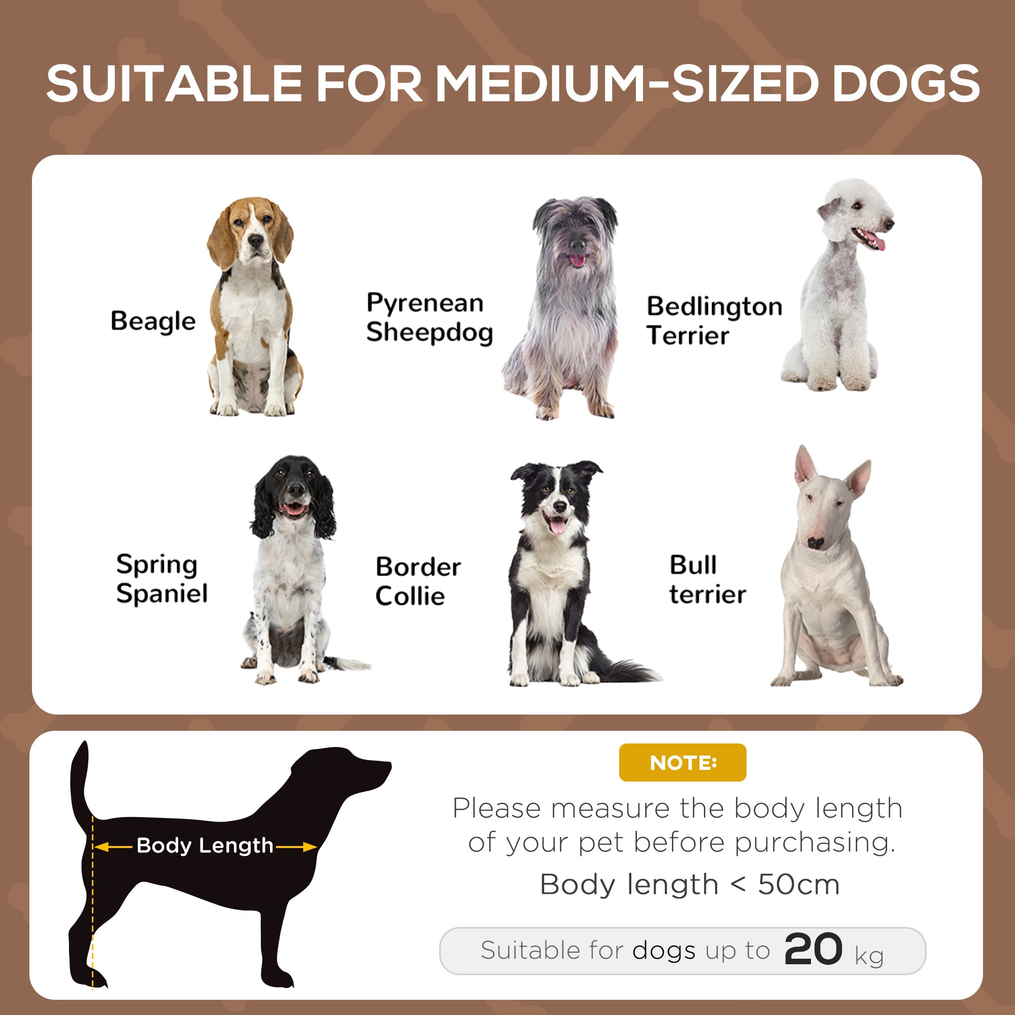 PawHut Raised Dog Bed Waterproof Elevated Pet Cot with Breathable Mesh UV Protection Canopy Coffee, for Medium Dogs, 76 x 61 x 73cm - North Peak Garden Furniture