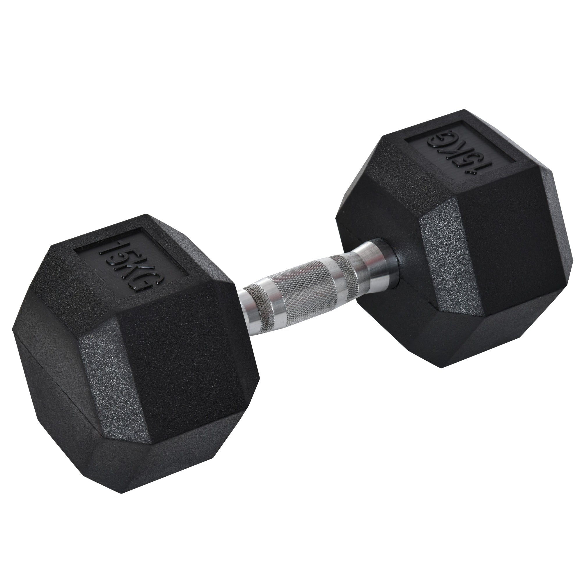 HOMCOM 15KG Single Rubber Hex Dumbbell Portable Hand Weights Dumbbell Home Gym - North Peak Garden Furniture