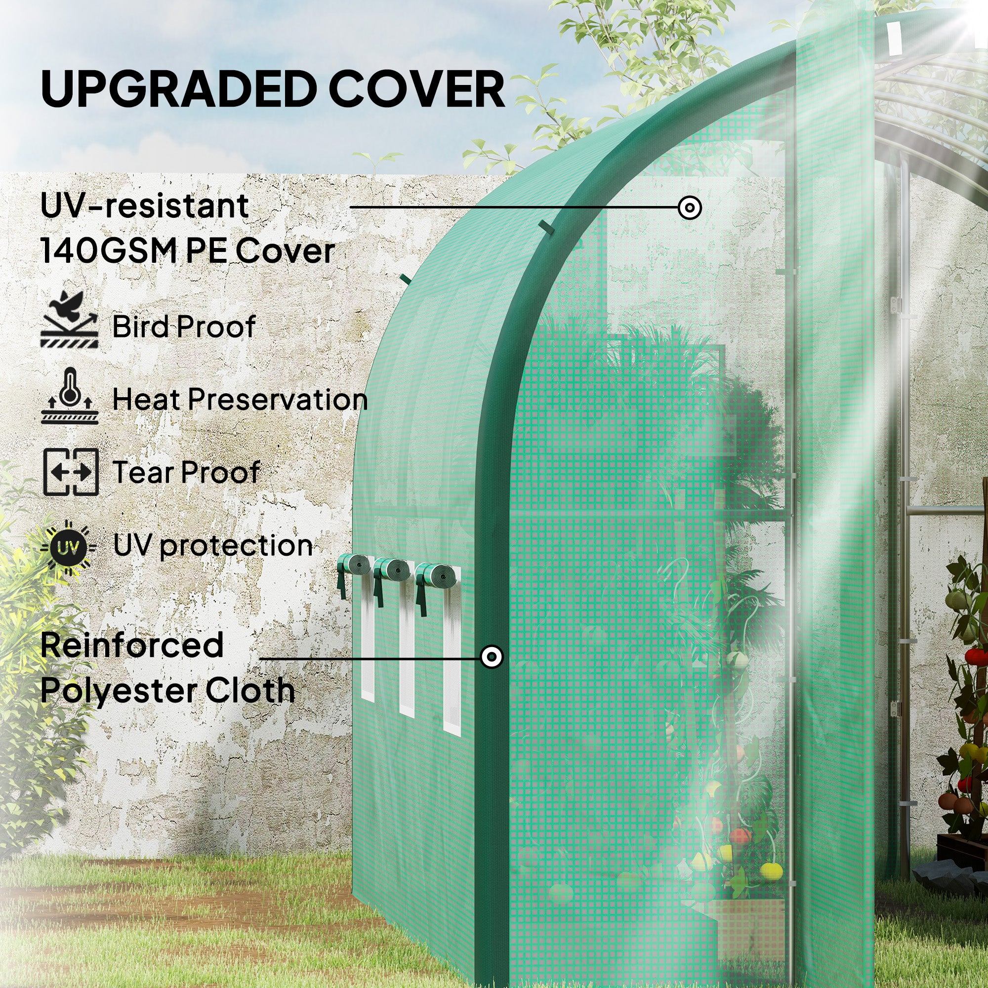 Outsunny 3 x 2(m) Polytunnel Greenhouse, with Windows and Doors - Green - North Peak Garden Furniture