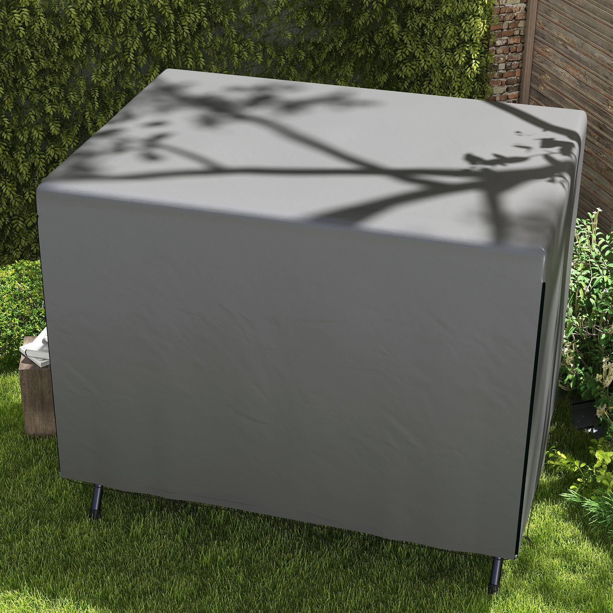 Outsunny Patio 3 Seater Swing Chair Bench Cover Outdoor Garden Furniture Rain Protection Cover Protector Waterproof Anti-UV, 215L x 155W x 150Hcm, Dark Grey - North Peak Garden Furniture