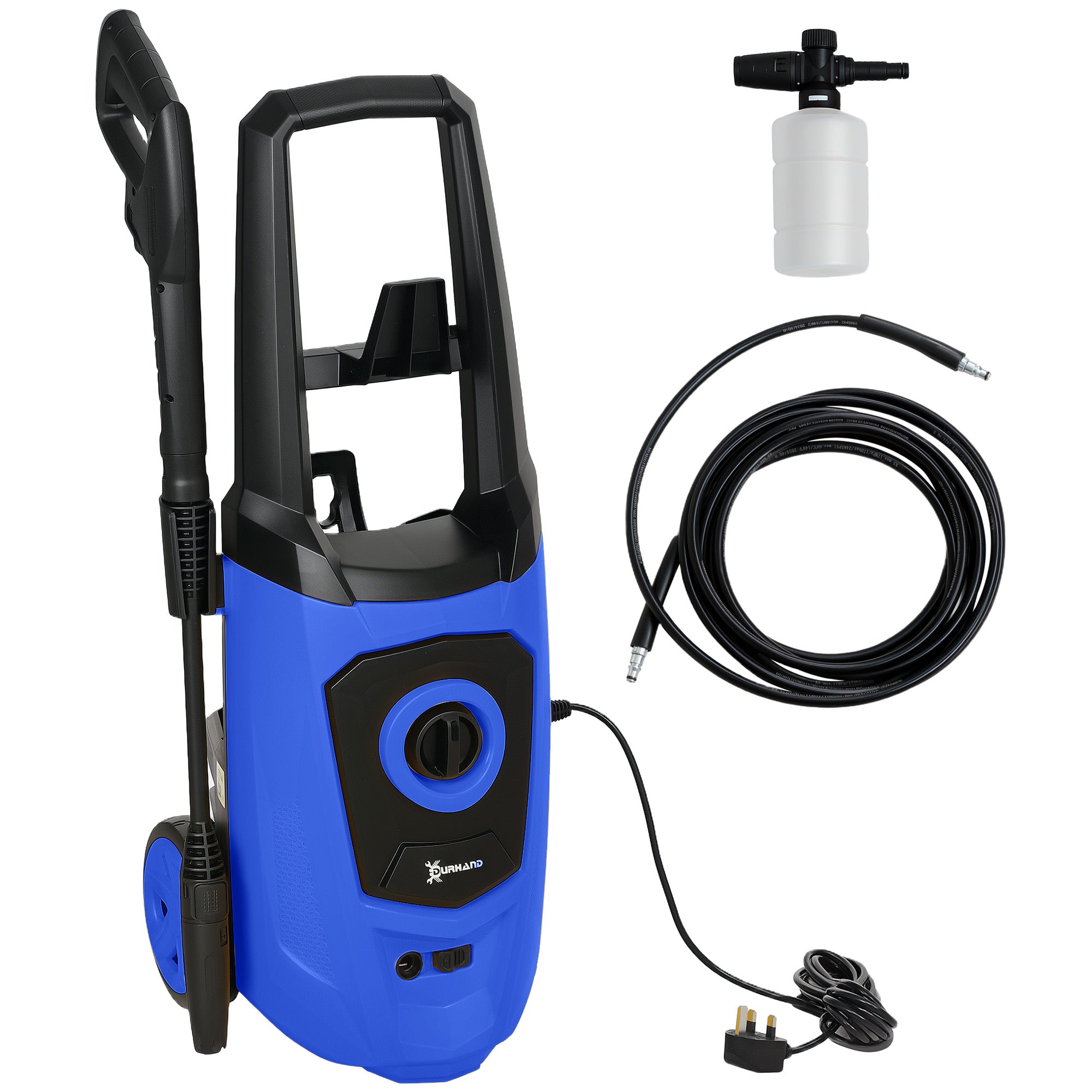 DURHAND 1800W High Pressure Washer, 150 Bar Pressure, 510 L/h Flow, High-Performance Portable Power Jet Wash Cleaner Blue - North Peak Garden Furniture