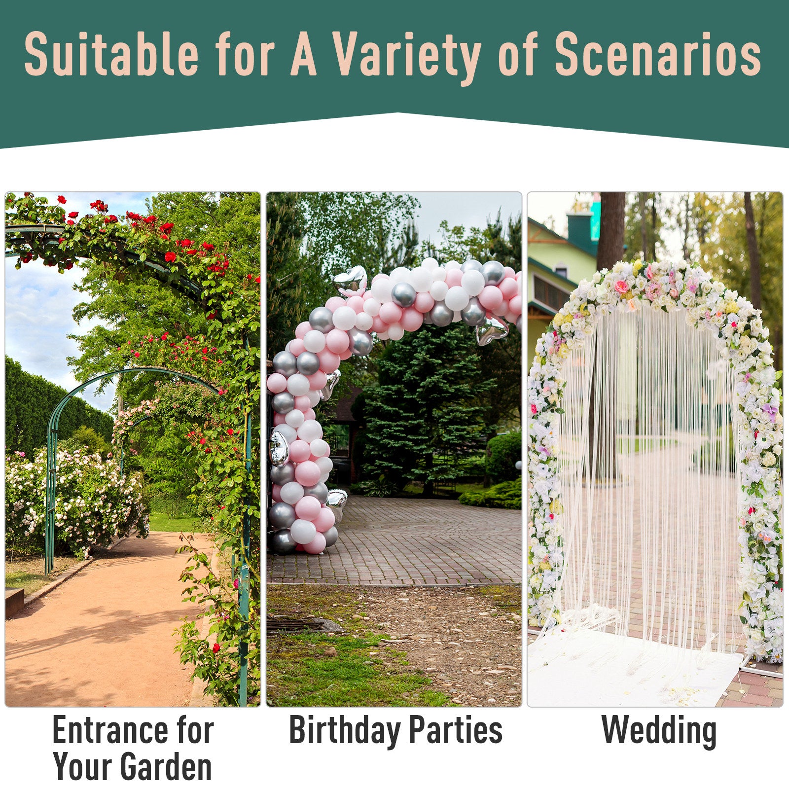 Outsunny Garden Outdoor Entrance Arch with Door Outdoor Patio Decoration for Rose Trellis Arbour Climbing Plant 131L x 49W x 200Hcm - North Peak Garden Furniture
