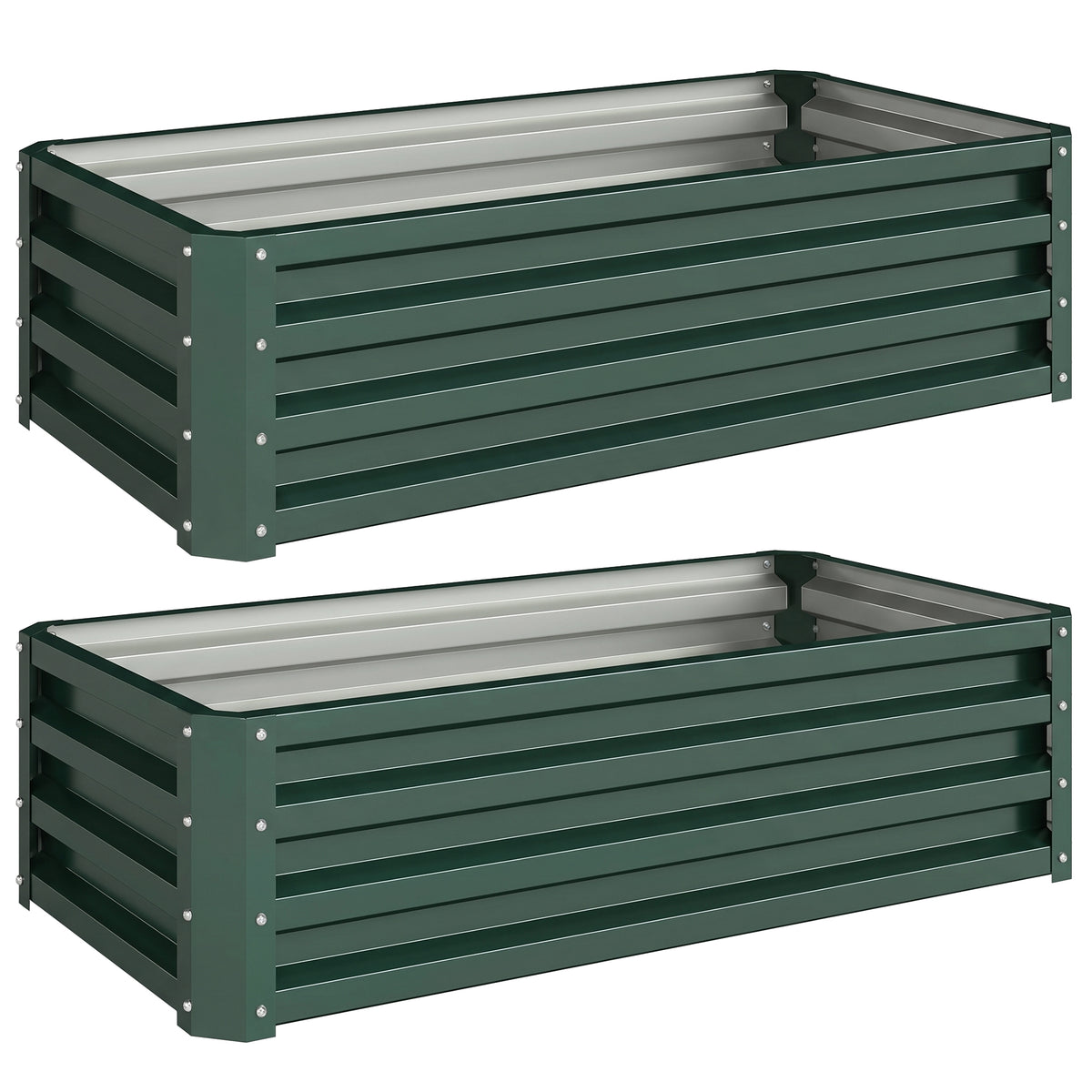 Outsunny Set of Two 110 x 50 cm Steel Planter Boxes - Green