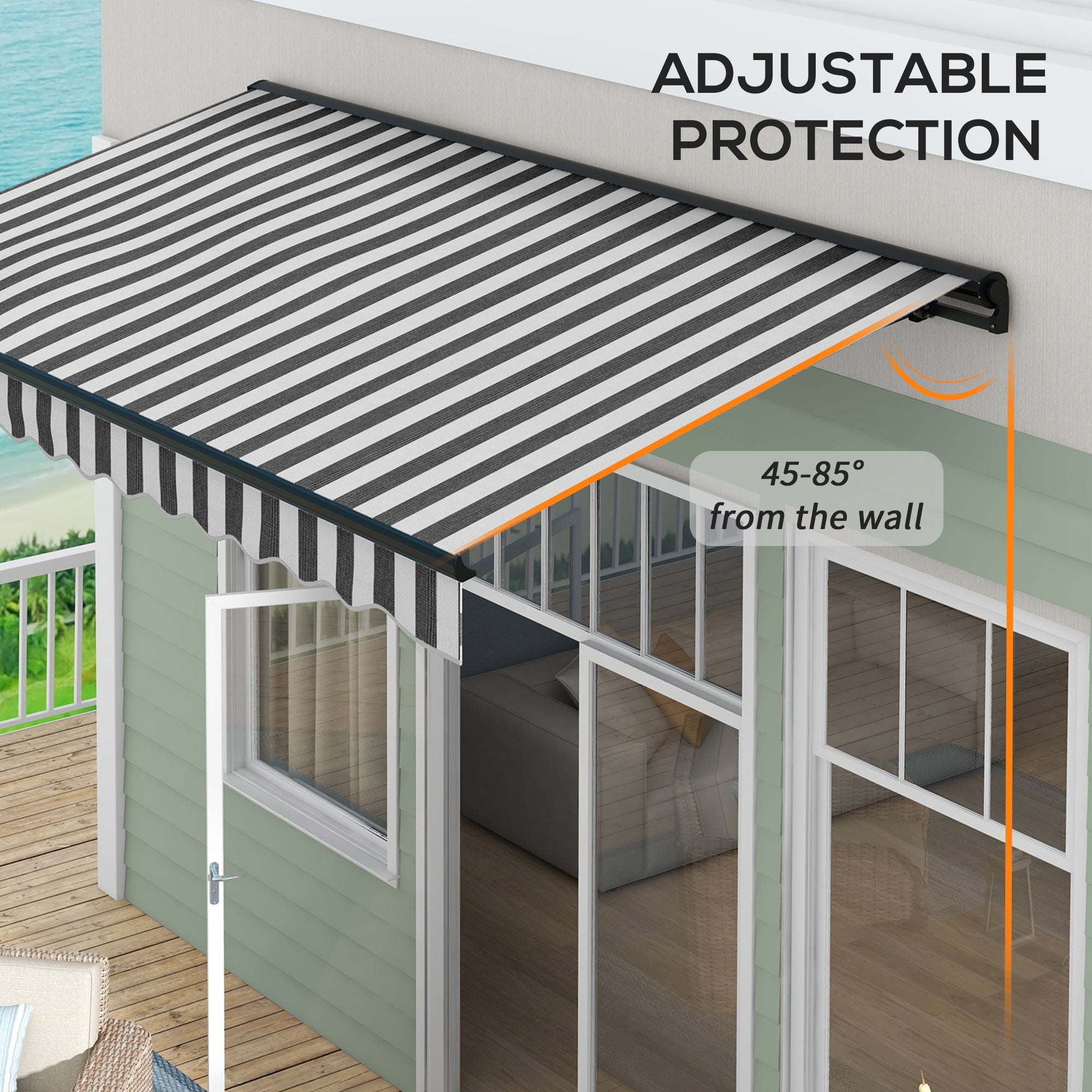 Outsunny 2.5 x 3.5m Aluminium Frame Electric Awning, with Remote - Grey/White - North Peak Garden Furniture