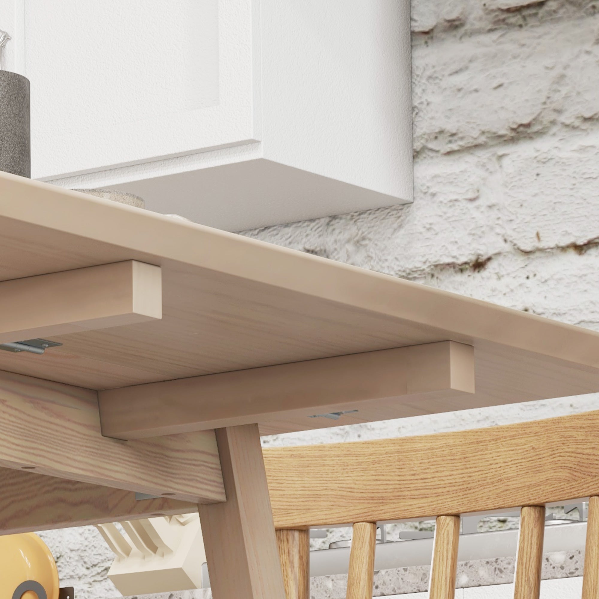 HOMCOM Wooden Four-Seater Drop Leaf Table - Natural Finish - North Peak Garden Furniture