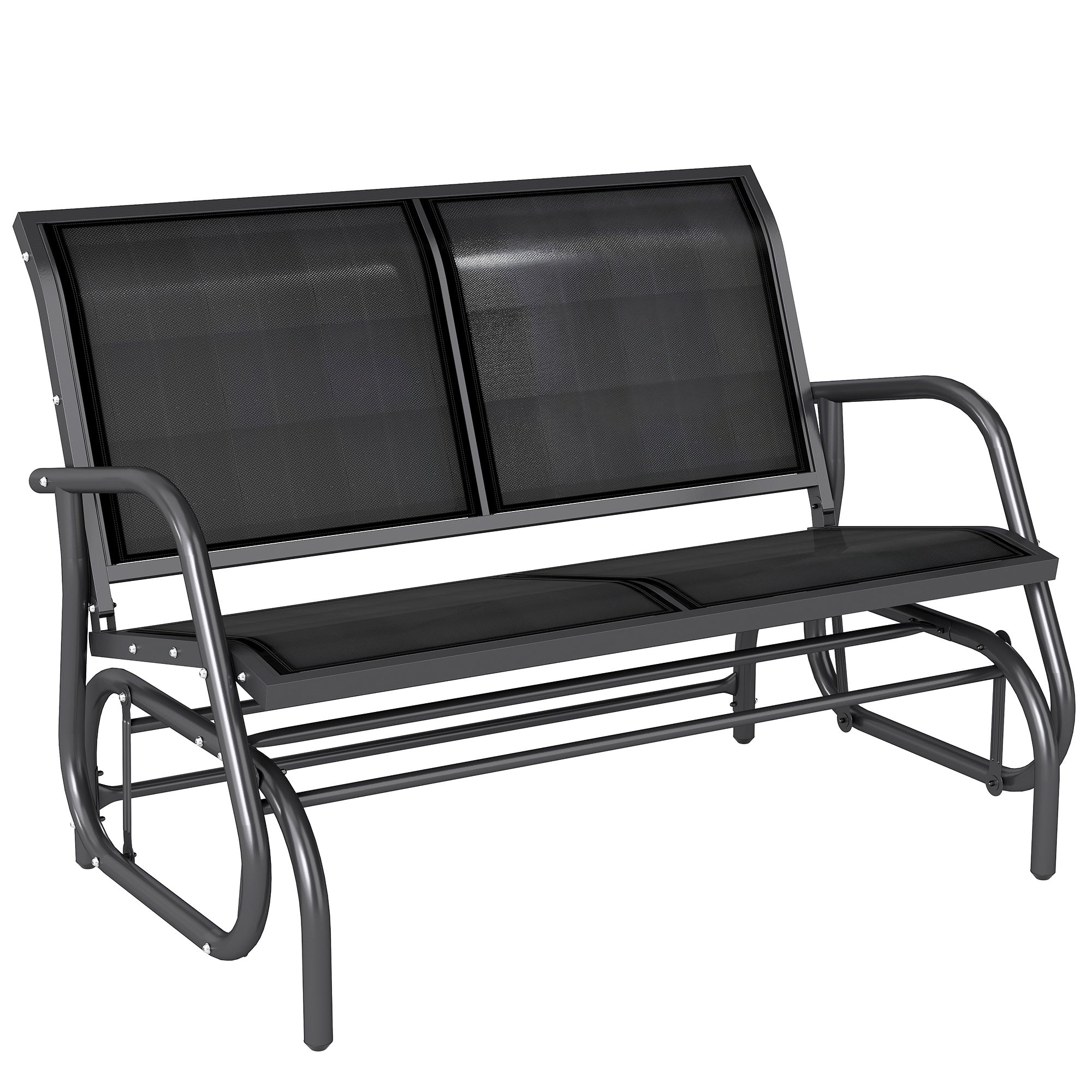 Outsunny 2-Person Outdoor Glider Bench Patio Double Swing Gliding Chair Loveseat w/Power Coated Steel Frame for Garden Patio Porch, Black