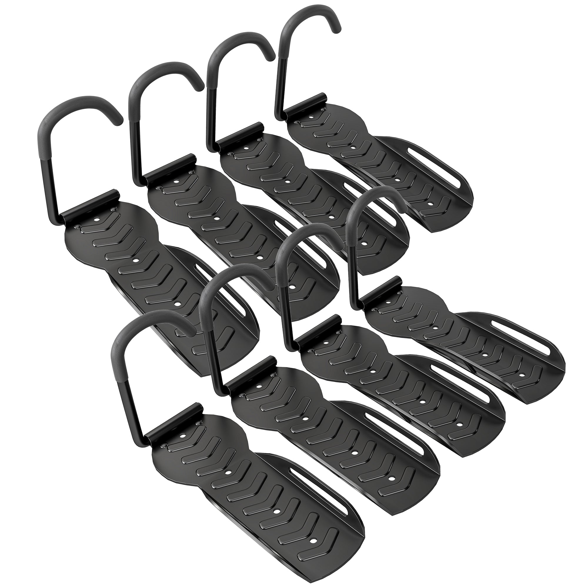SPORTNOW 8 Pack Bike Rack, Wall Mounted Bicycle Hanger Hook, Foldable Garage Bike Wall Rack, Bicycle Storage Holder for Indoor Outdoor Use - North Peak Garden Furniture