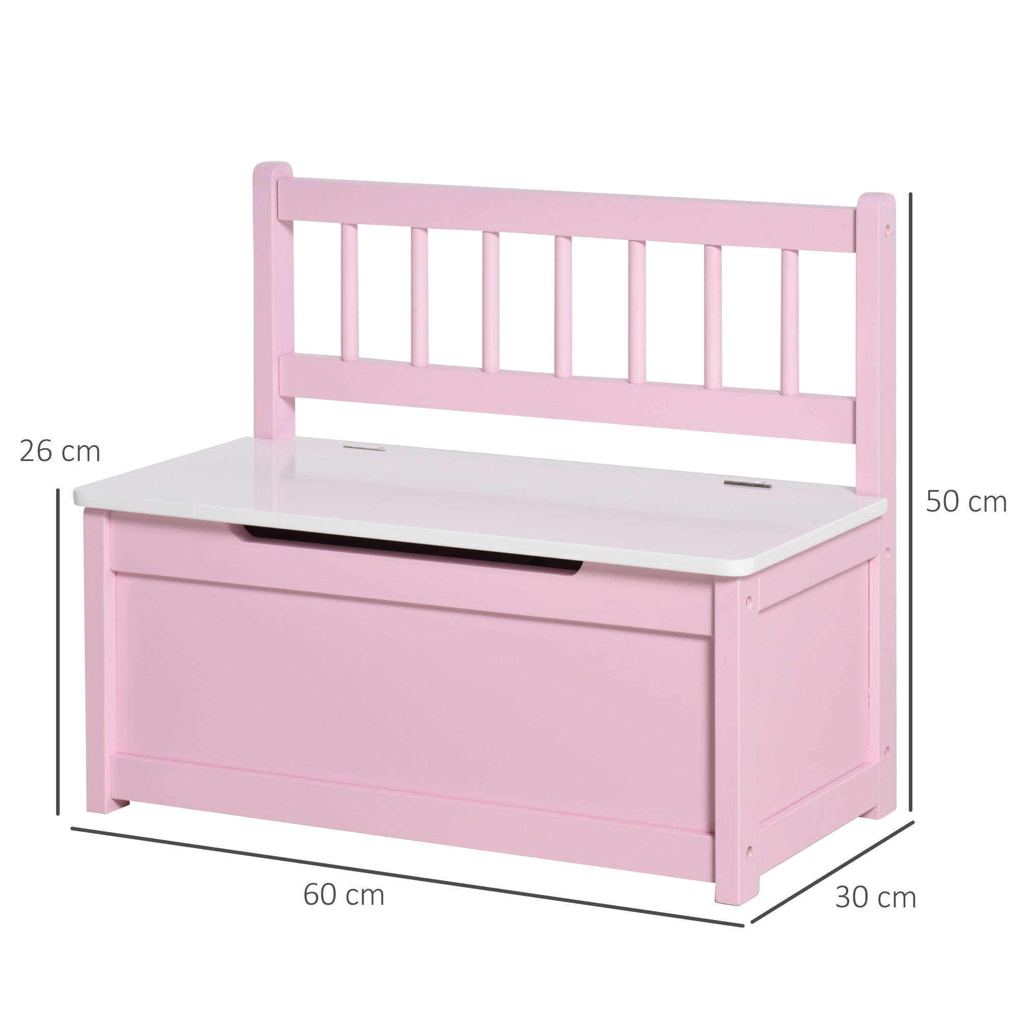HOMCOM 2 In 1 Wooden Toy Box, Seat Storage Bench, Storage Chest Cabinet Organiser, with Safety Pneumatic Rod - North Peak Garden Furniture