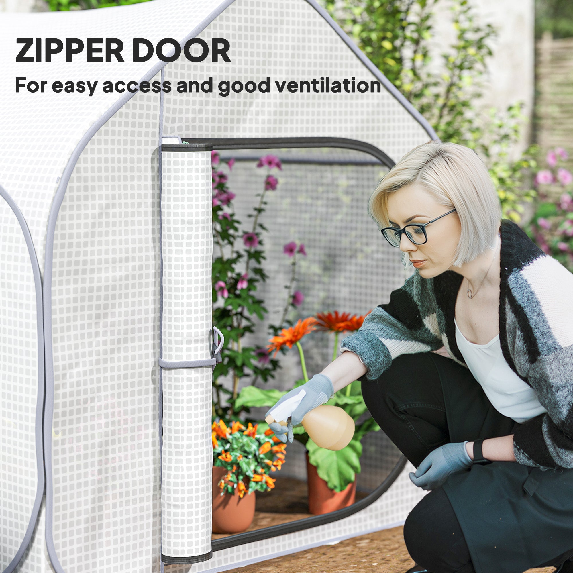 Outsunny 150 x 148cm Pop-Up Greenhouse - White - North Peak Garden Furniture