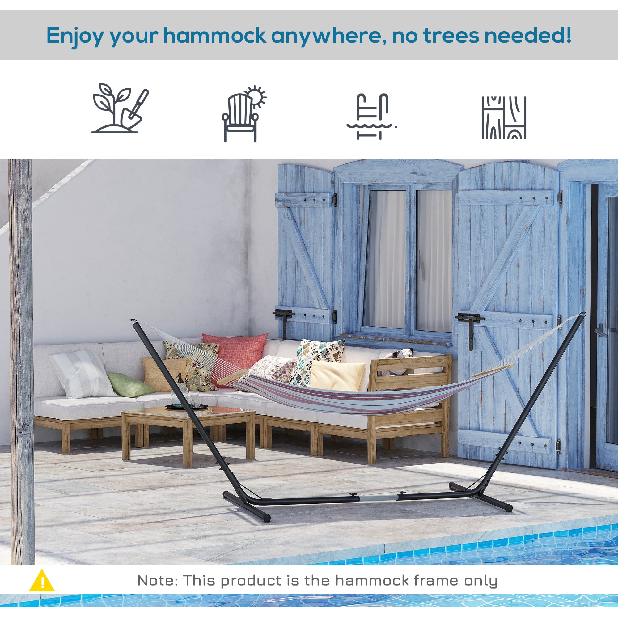 Outsunny 3.1–3.8m Adjustable Universal Hammock Stand Metal Frame Garden Camping Picnic Outdoor Patio Replacement – Stand Only - North Peak Garden Furniture