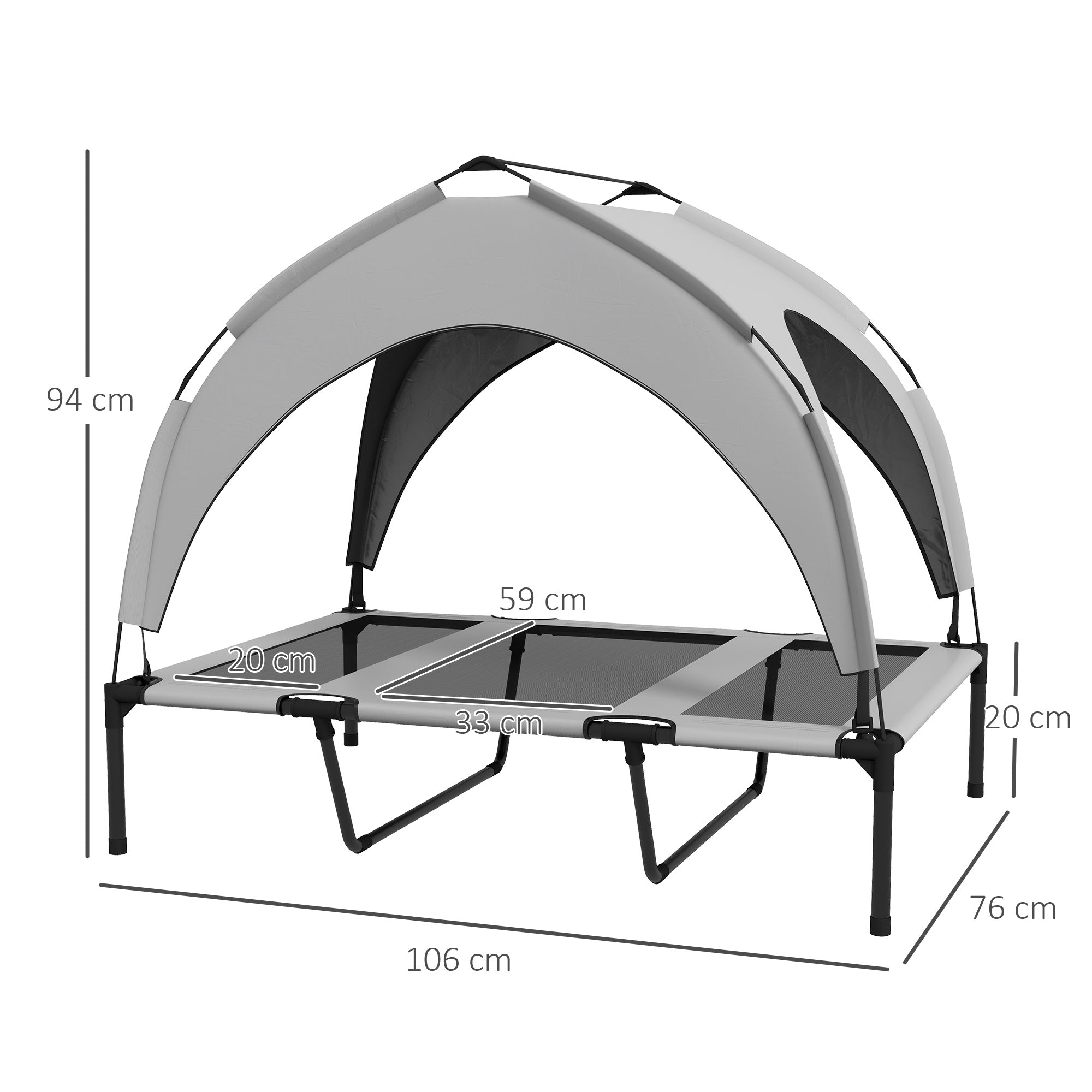 PawHut Cooling Raised Pet Bed w/ Washable Breathable Mesh, for Large Dogs, 106 x 76 x 94cm - Light Grey - North Peak Garden Furniture