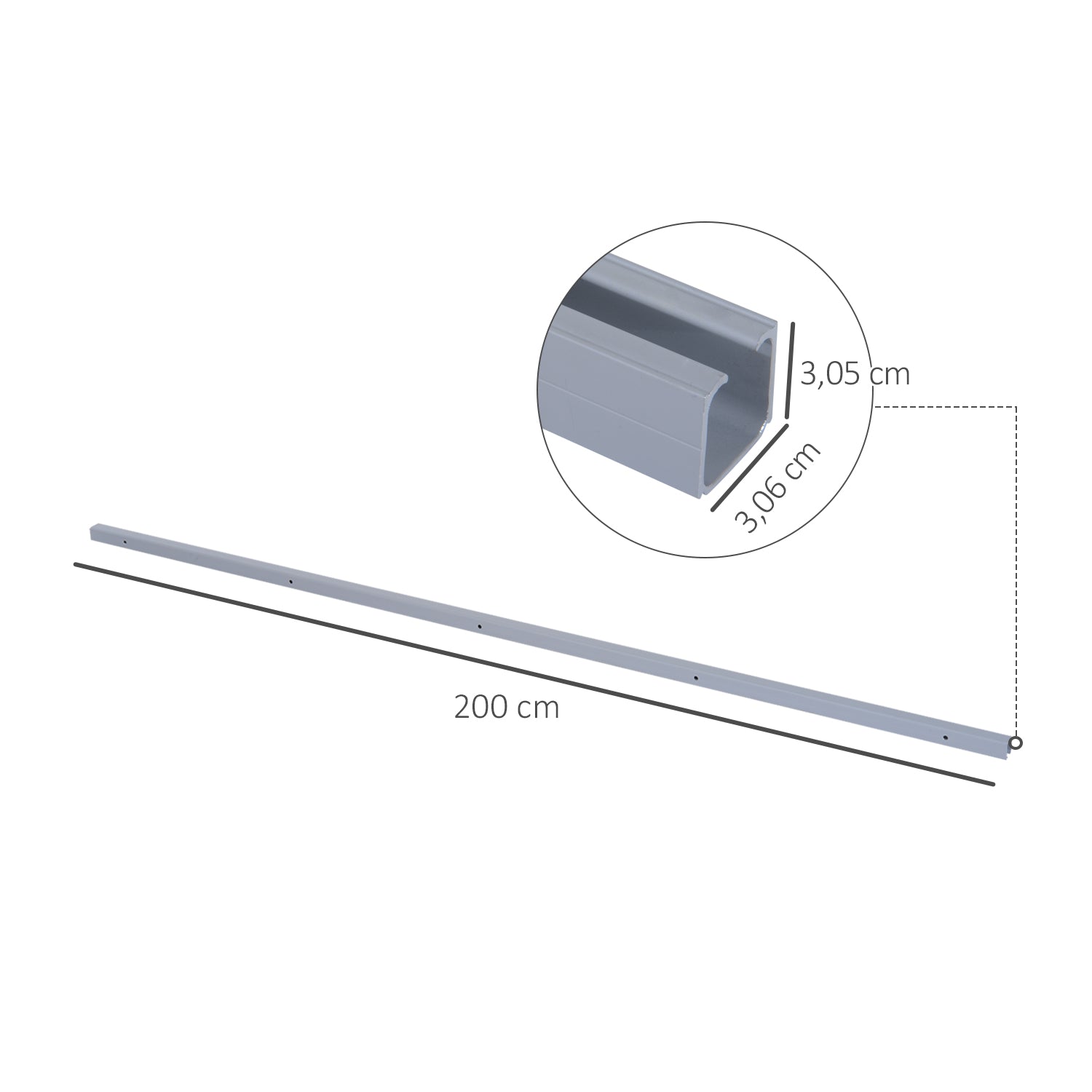 HOMCOM 6.5FT/2000mm Modern Sliding Barn Door Closet Hardware Track Kit Aluminium Track System Unit For Single Wooden Door - North Peak Garden Furniture