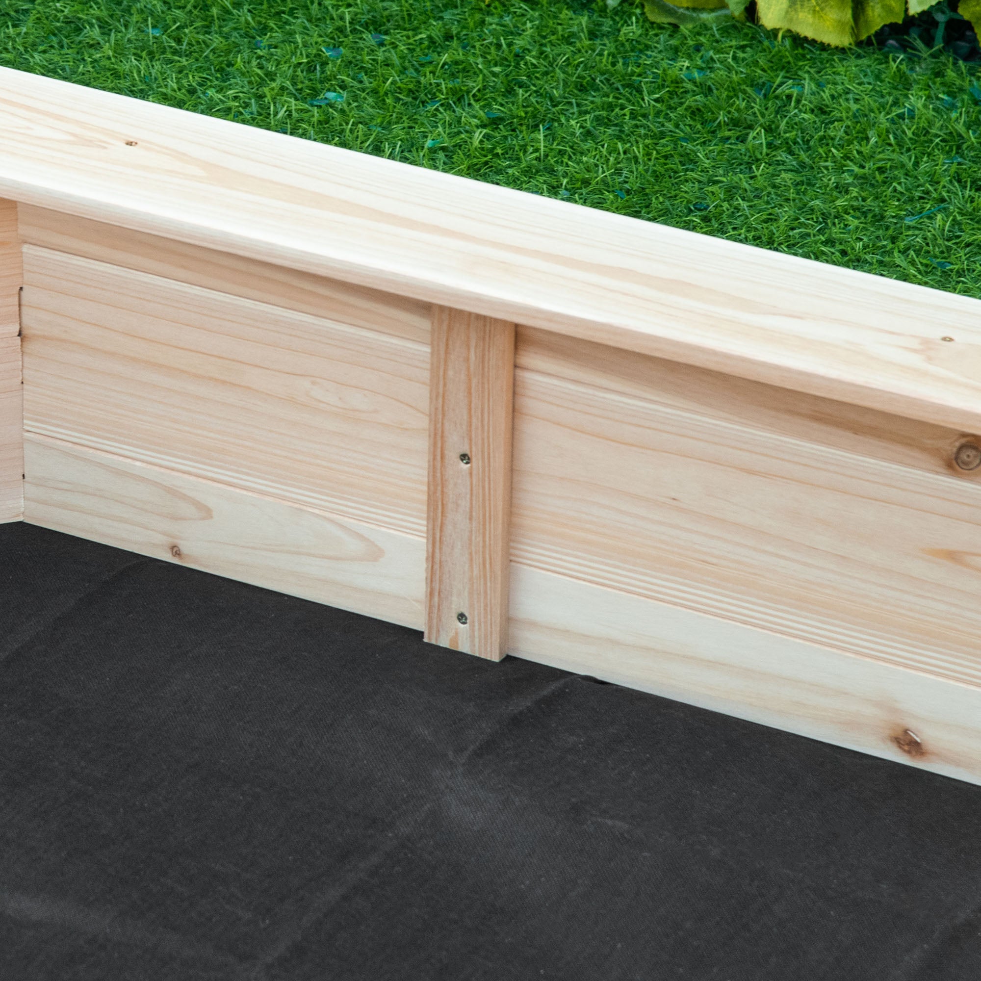 Outsunny Kids Wooden Sand Pit Children Sandbox with Cover Outdoor Playset for Backyard for 3-8 years 139.5 x 139.5 x 21.5 cm - North Peak Garden Furniture
