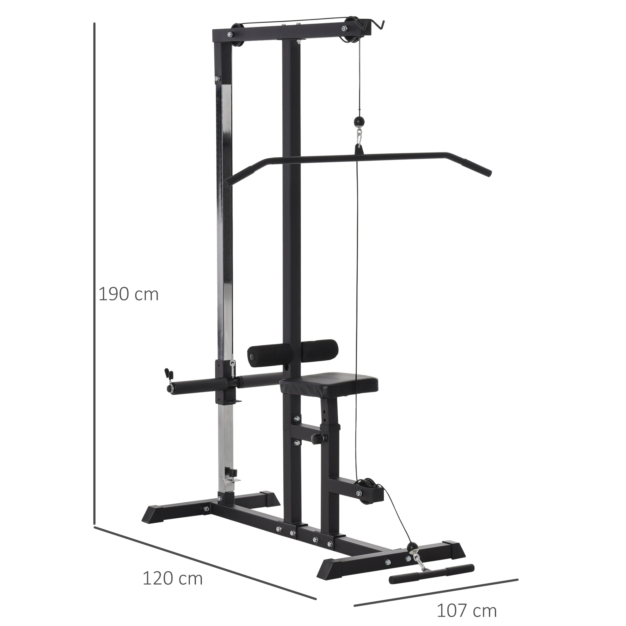 HOMCOM Exercise Pulley Machine Power Tower with Adjustable Seat Cable Positions - North Peak Garden Furniture