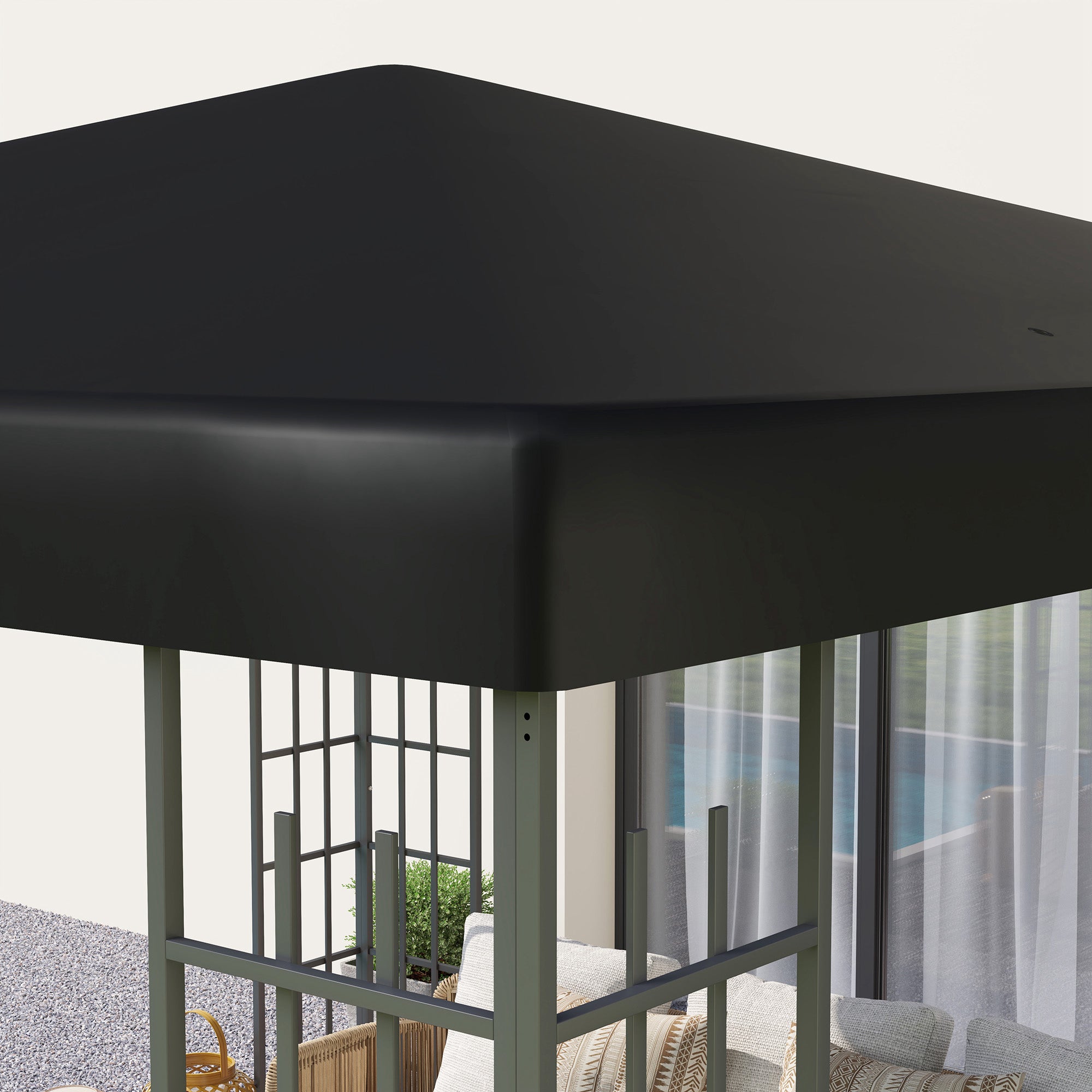 Outsunny 3 x 3(m) Gazebo Frame Replacement - Black - North Peak Garden Furniture