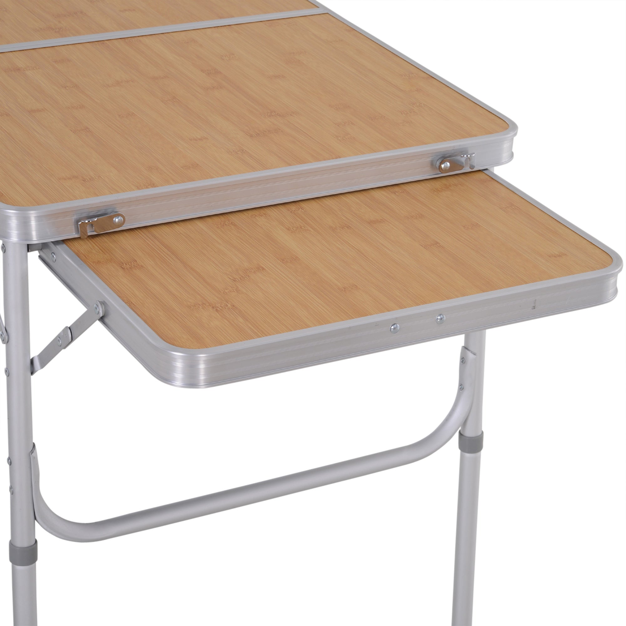 Outsunny Portable Folding Picnic Table, 3ft Aluminium Frame with MDF Top, Lightweight for Outdoor Use, Silver