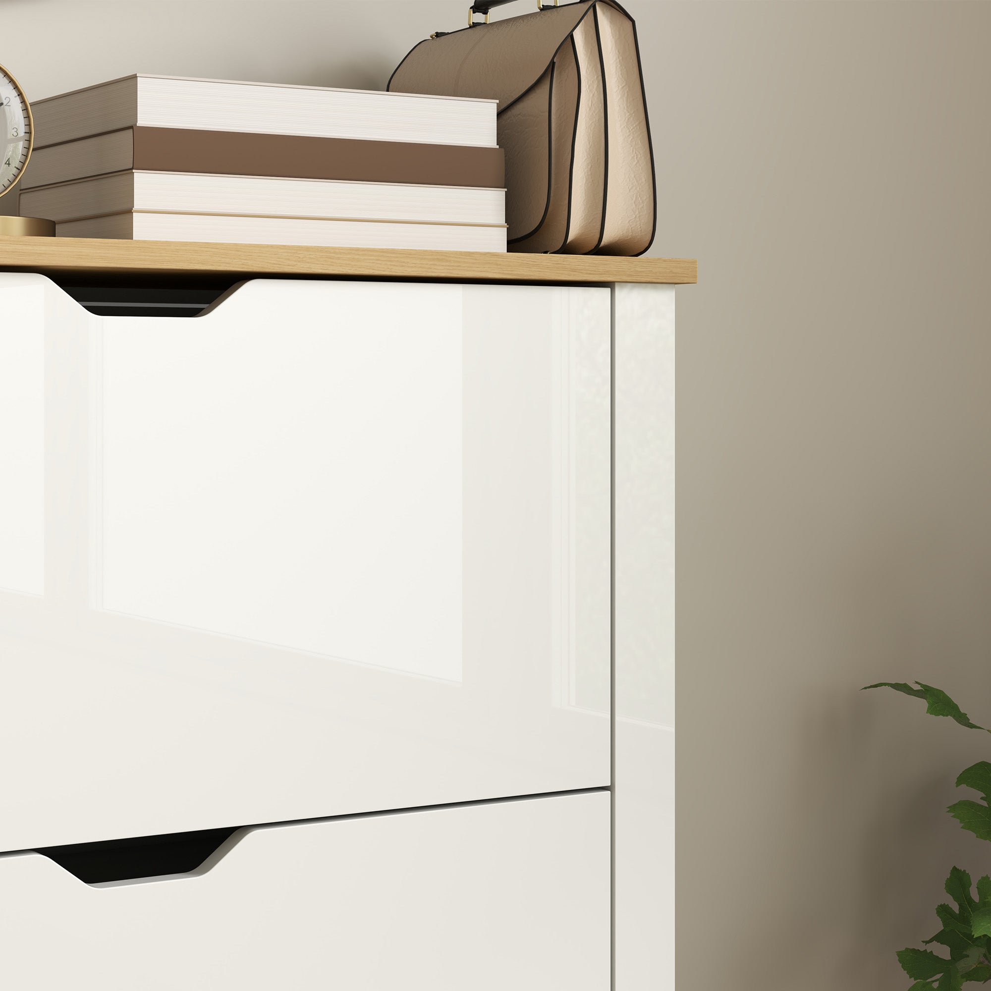 HOMCOM Slim Shoe Cabinet, Narrow Shoe Cupboard with 2 Flip Drawers, Adjustable Shelves for 12 Pairs of Shoes, High Gloss White - North Peak Garden Furniture