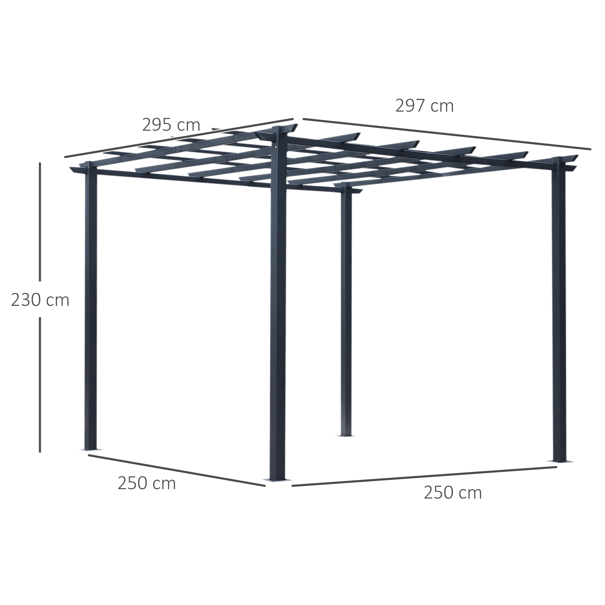 Outsunny 3 x 3 Meter Metal Pergola Garden Gazebo Grape Trellis for Climbing Plants Outdoor Sun Shelter Arbours - North Peak Garden Furniture