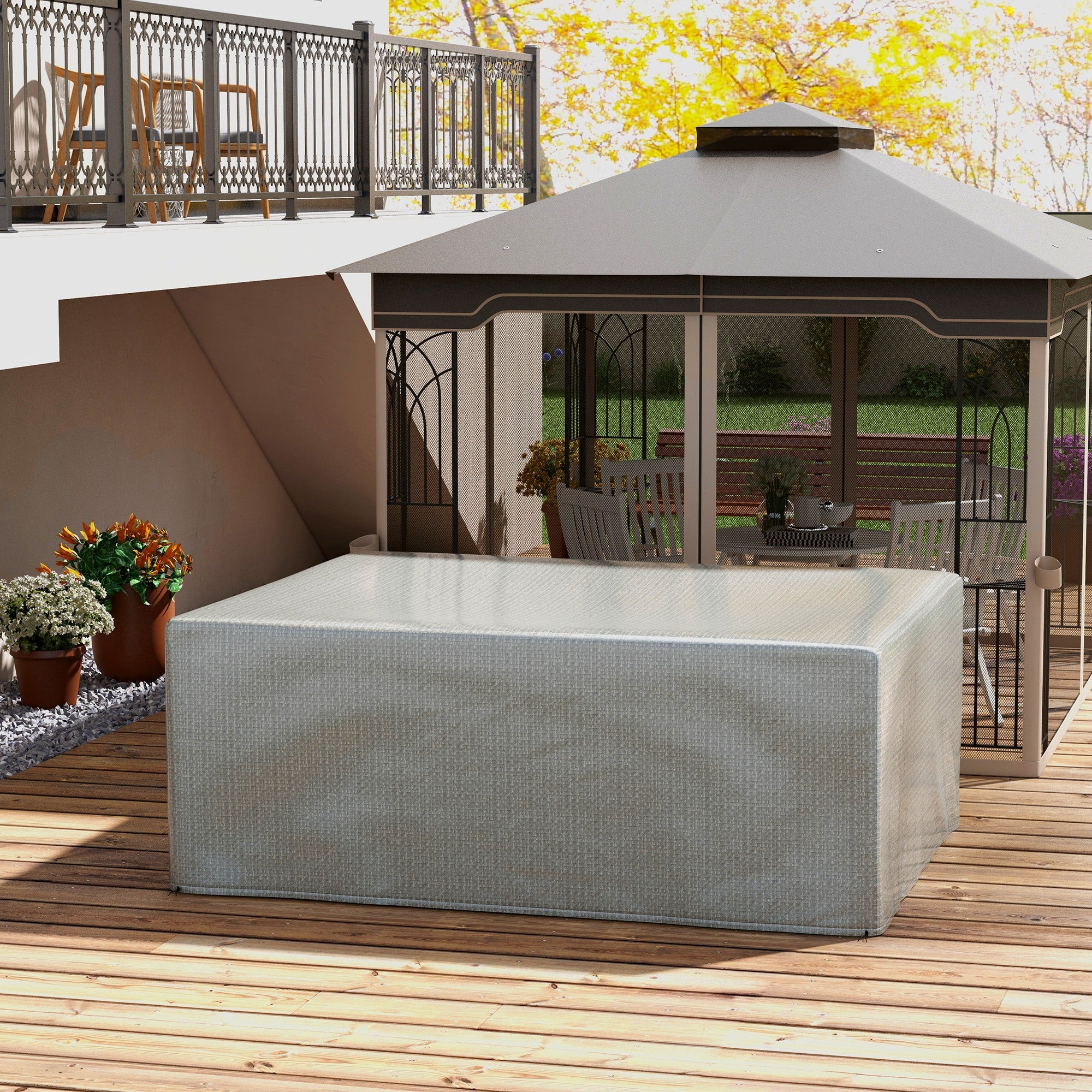 Outsunny 235 x 190 x 90 cm Large Patio Set Covers, Outdoor Garden Furniture Protection Cover Protector Waterproof Anti-UV Grey - North Peak Garden Furniture