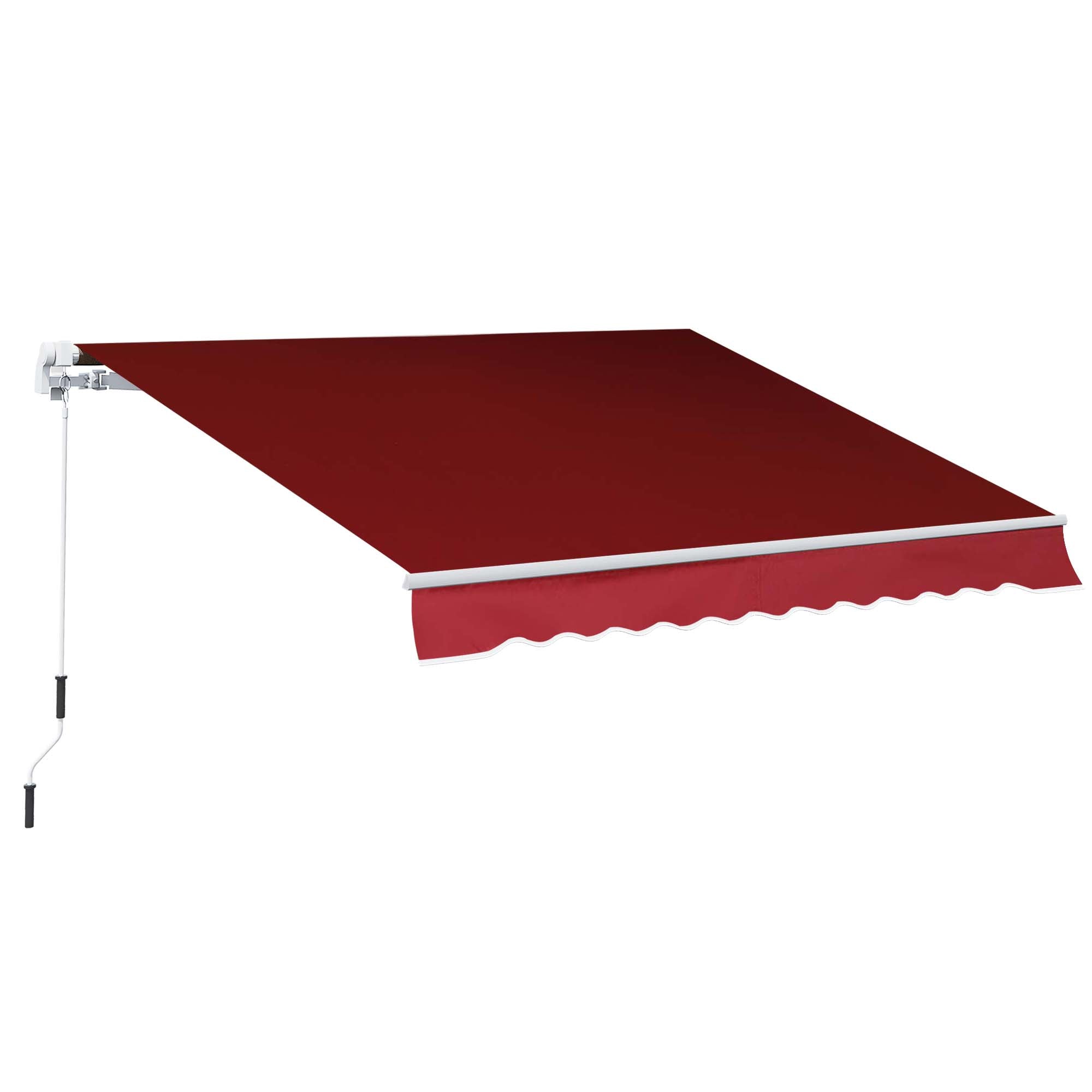 Outsunny Retractable Sun Shade Awning for Patio, Manual, Outdoor Deck Canopy Shelter, 2.5mx2m, Dark Red