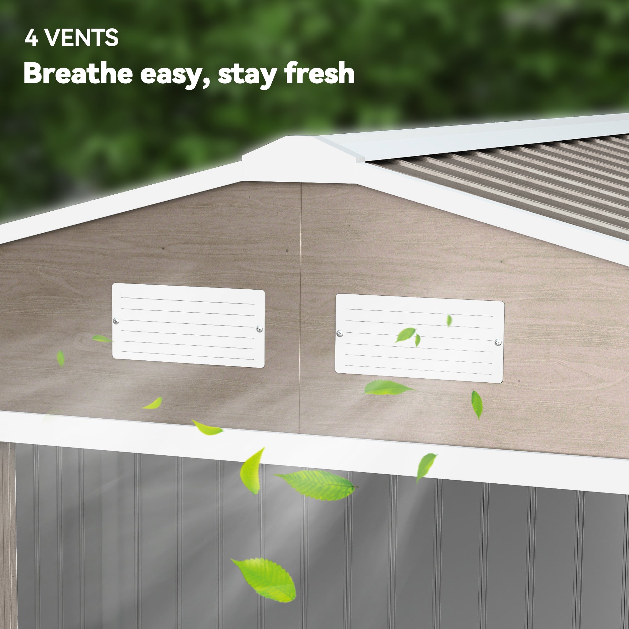 Outsunny 9 x 6ft Garden Metal Storage Shed, Outdoor Storage Tool House with Vents, Foundation and Lockable Double Doors, Brown