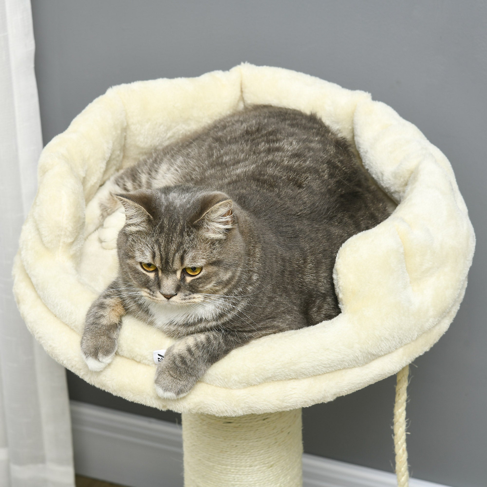 PawHut Cat Tree, with Sisal Wrapped Scratching Post - Cream - North Peak Garden Furniture