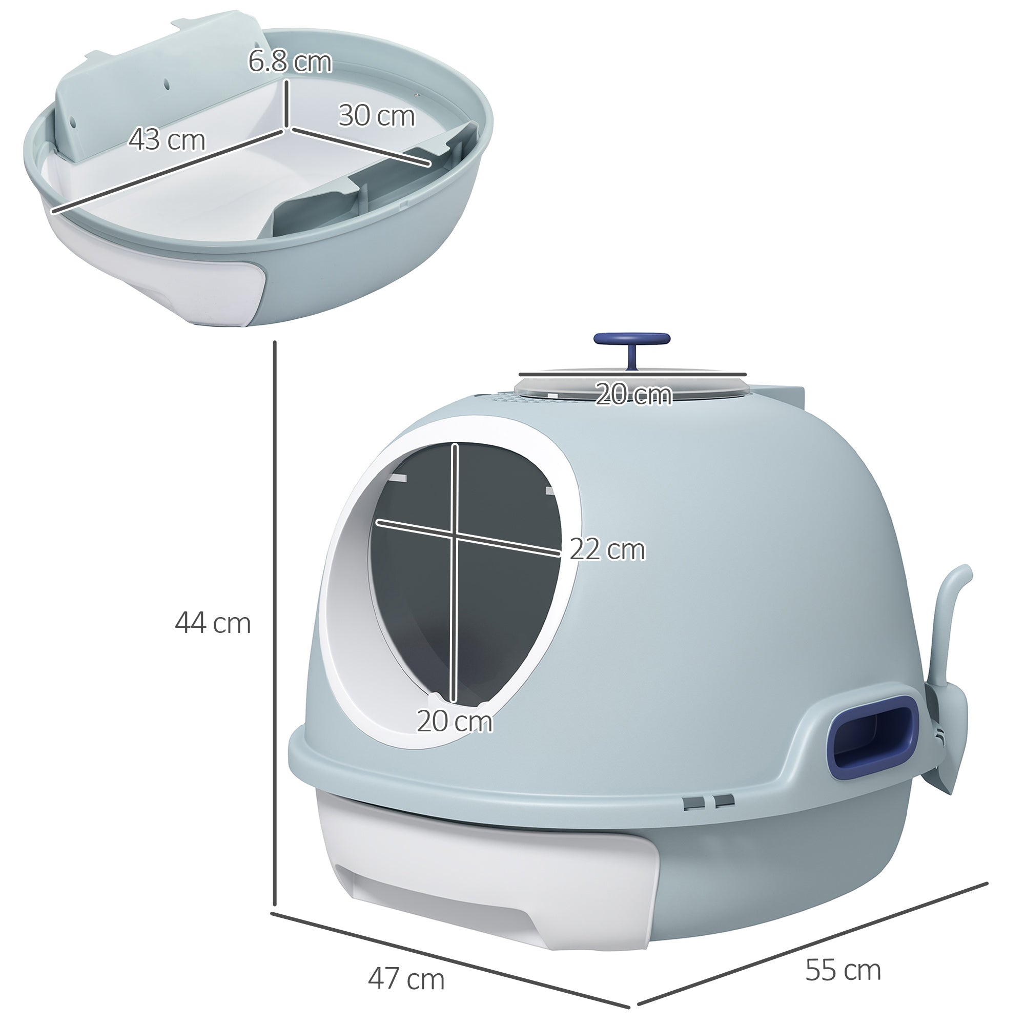 PawHut Cat Litter Box With Litter Scoop, Drawer-Type Easy To Clean, Skylight, Light And Easy To Move