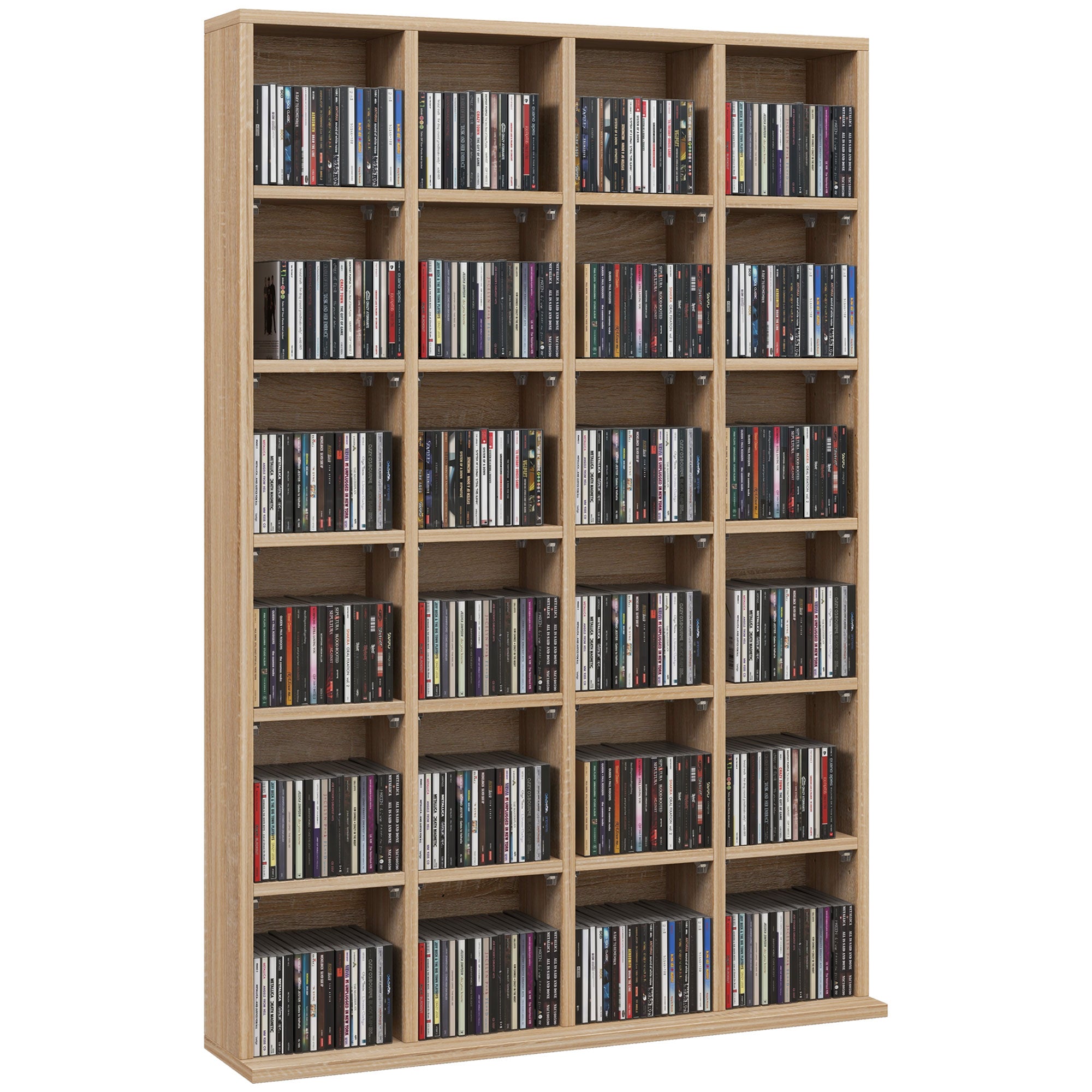 HOMCOM CD Storage Unit with Adjustable Shelves, 89 x 130.5 cm, Natural Wood Finish - North Peak Garden Furniture