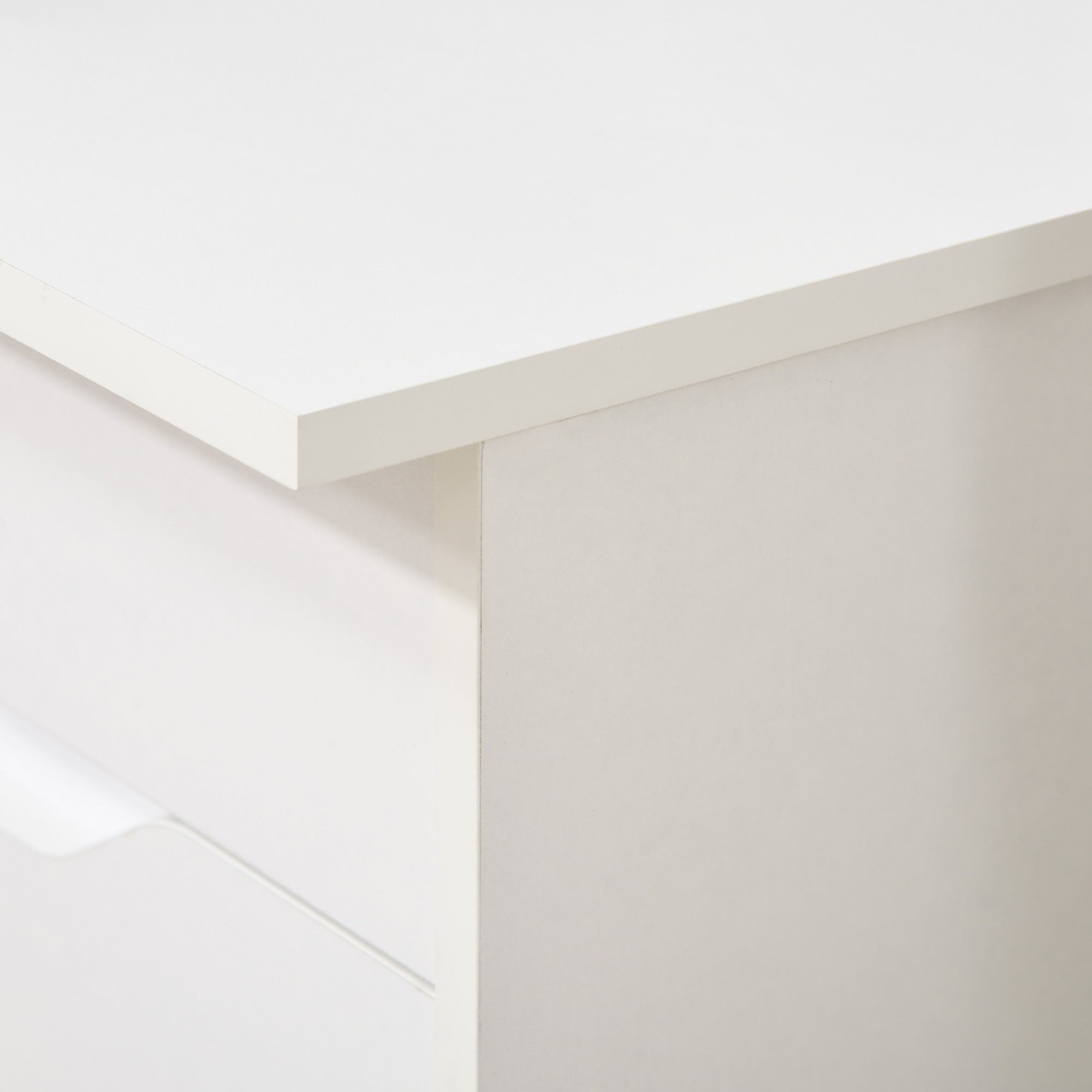 HOMCOM Computer Desk with Drawers, High Gloss Home Office Desk with Storage Cabinet, Study Workstation, 120 x 60cm, White - North Peak Garden Furniture