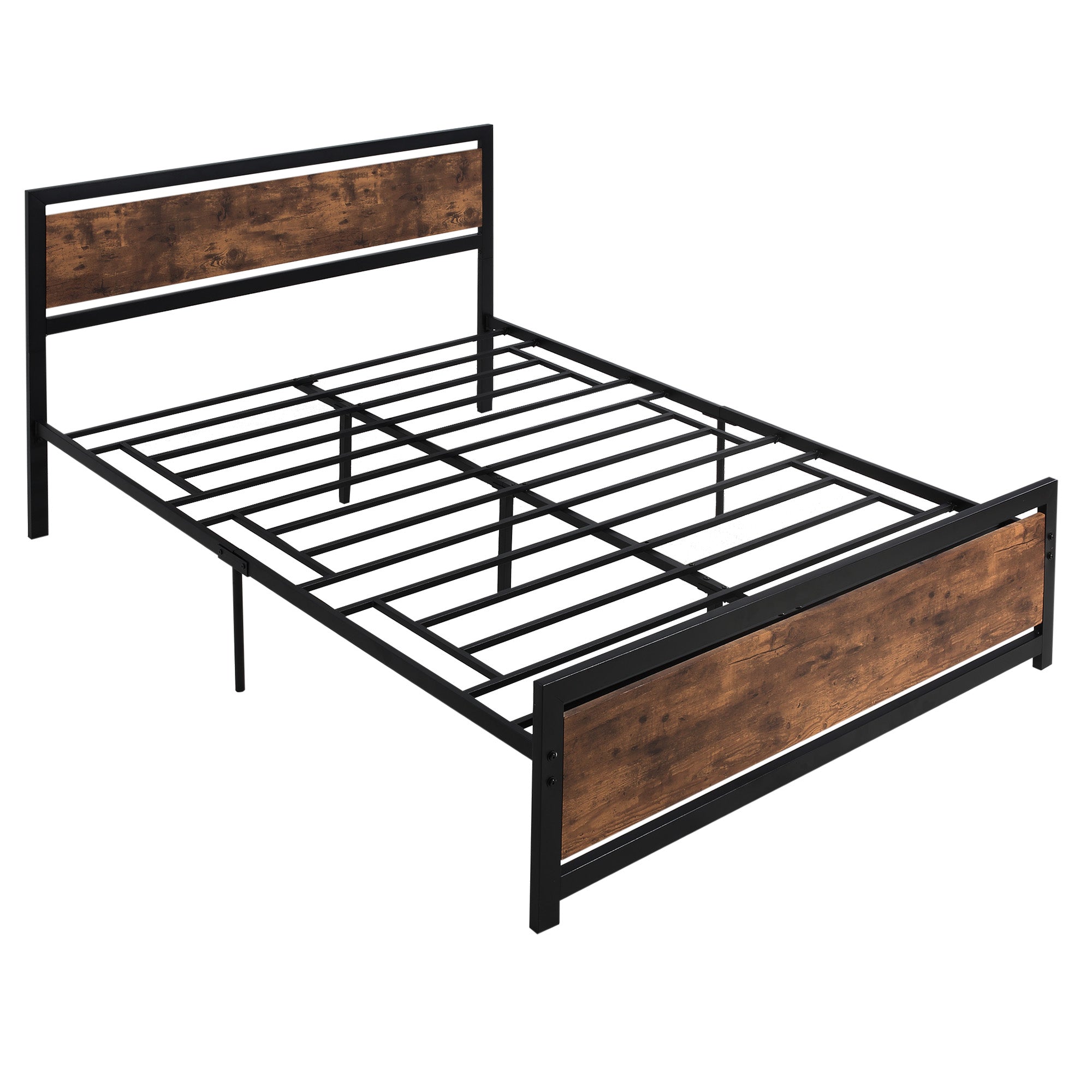 HOMCOM King Size Metal Bed Frame with Headboard & Footboard, Strong Slat Support Full Bed Frame w/ Underbed Storage Space, Bedroom Furniture For Adults - North Peak Garden Furniture