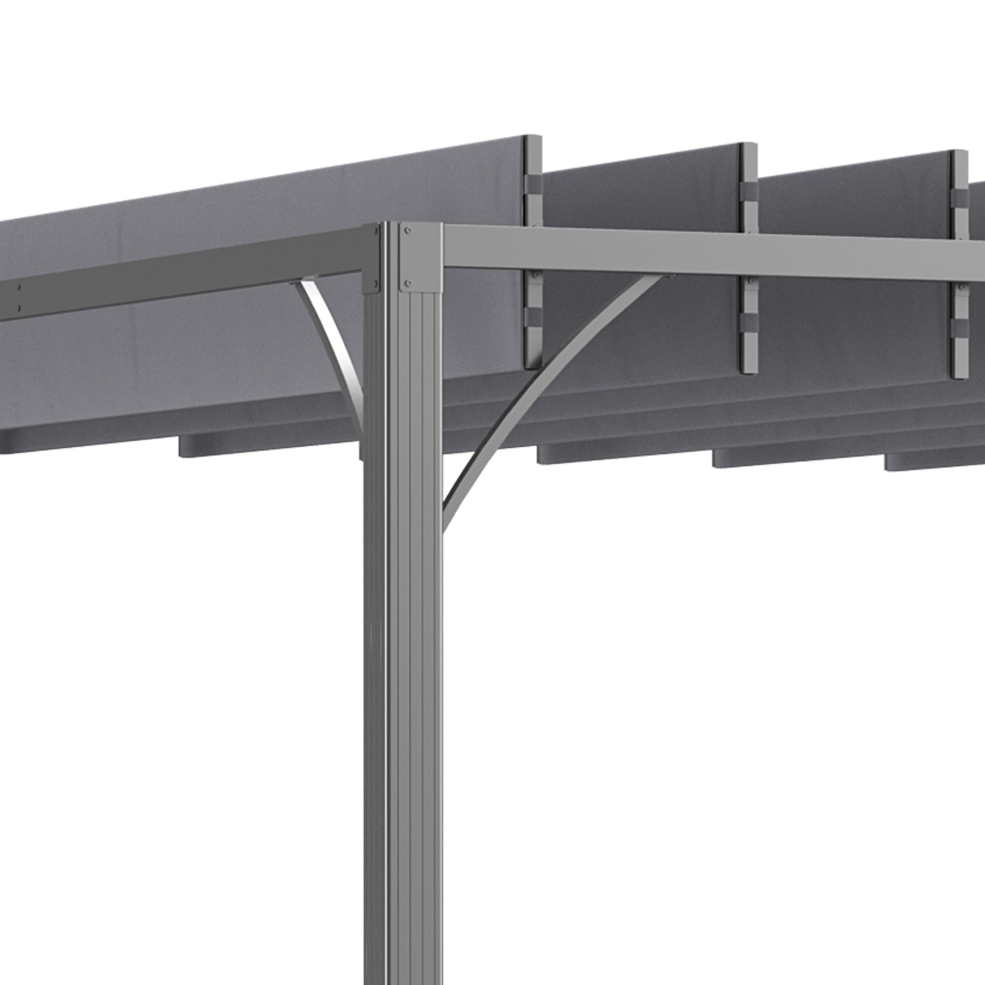 Outsunny 3 x 3(m) Outdoor Pergola with Retractable Roof, Aluminium Louvered Patio Gazebo Canopy for Lawn Garden Patio, Grey - North Peak Garden Furniture