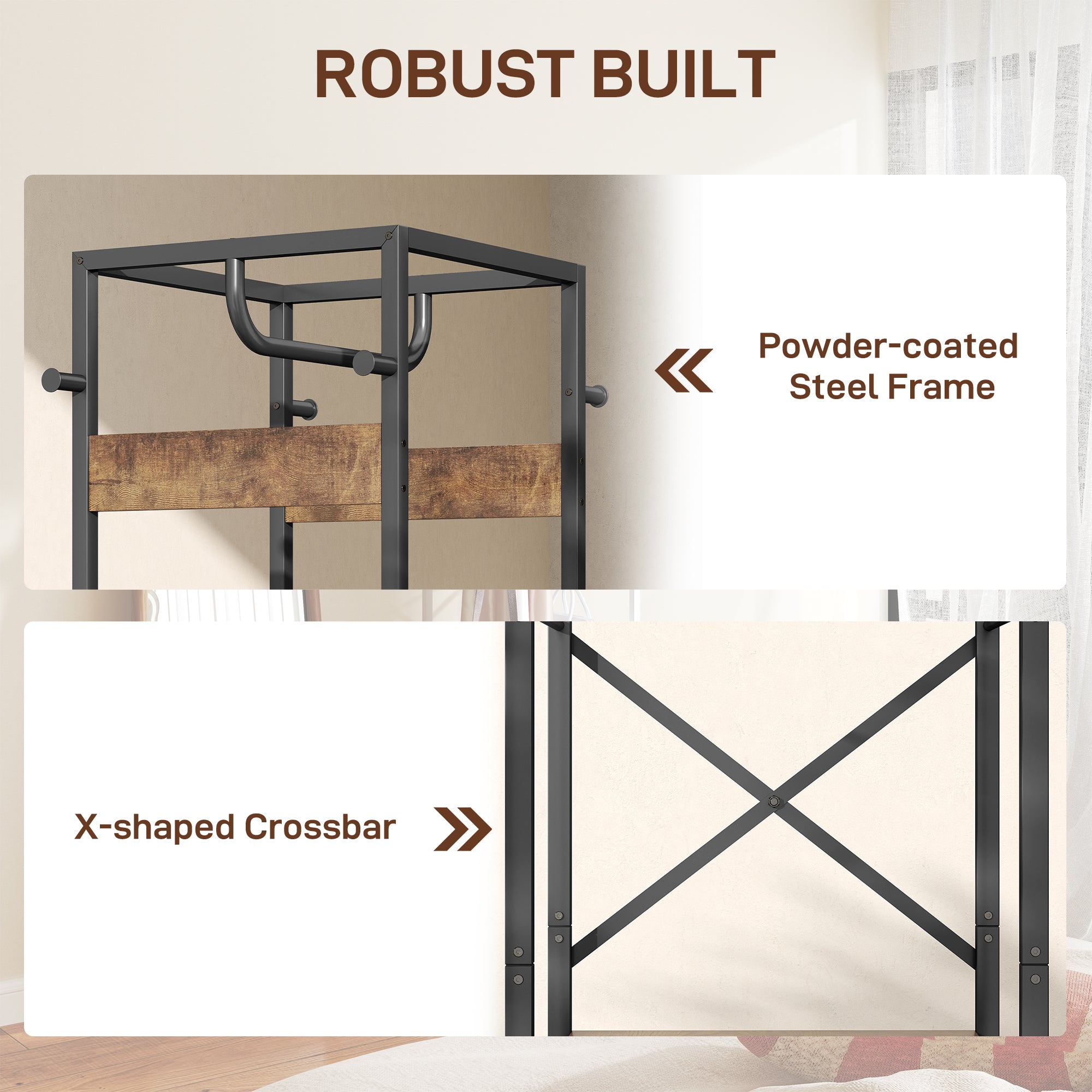 HOMCOM Multi-Storage Clothes Rack - Brown/Black - North Peak Garden Furniture