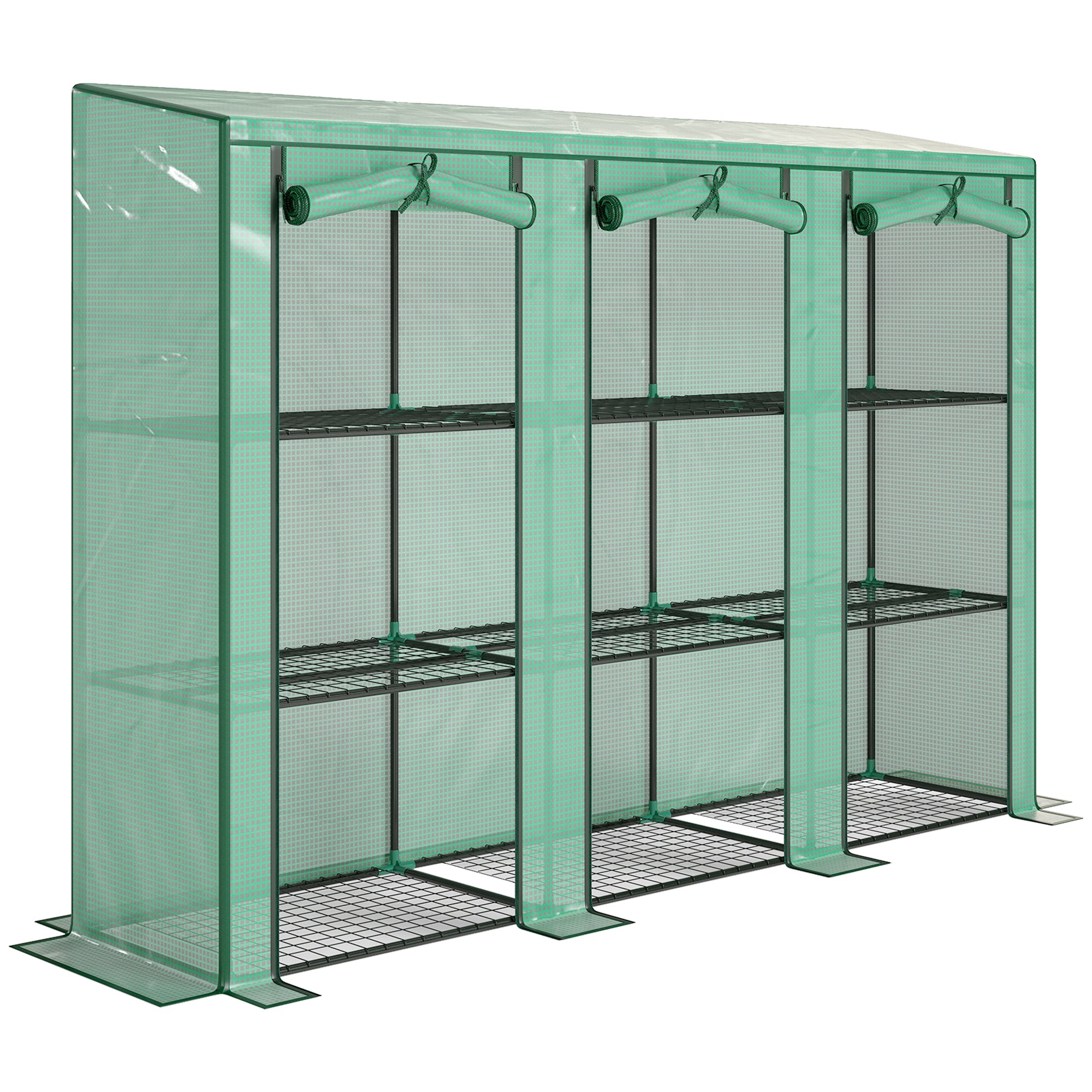 Outsunny 46 x 215 cm Nine-Shelf Greenhouse - Green