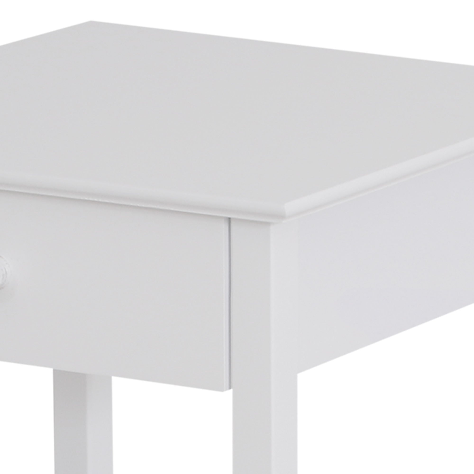 HOMCOM White Bedside Table, Wooden Side Table, Nightstand, Bedside Cabinet with Drawer and Storage Shelf for Bedroom and Living Room - North Peak Garden Furniture