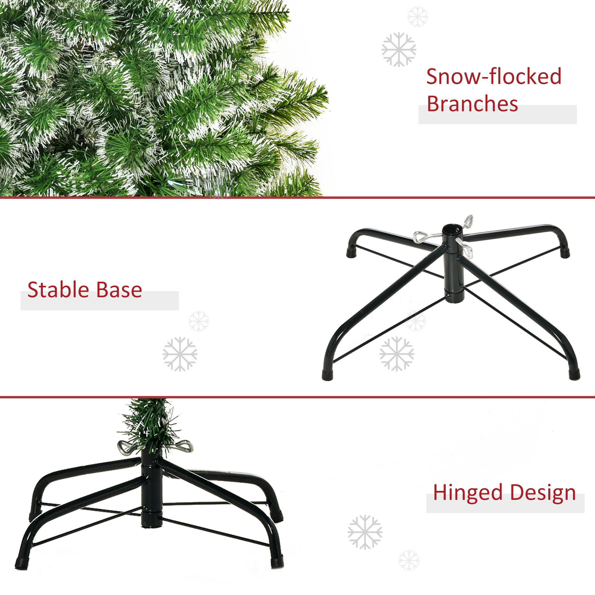 HOMCOM 5FT Indoor Christmas Tree Artificial Decoration Xmas Gift with Metal Stand Branch Tips - North Peak Garden Furniture