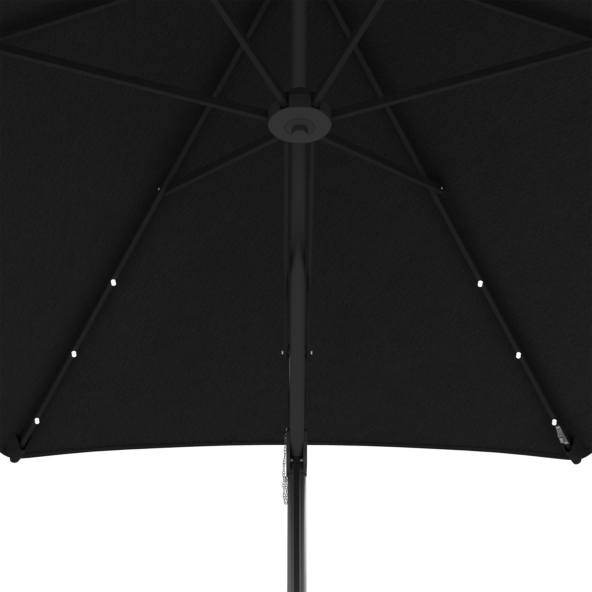 Outsunny 3(m) Garden Parasol Cantilever Umbrella with Solar LED, Cross Base and Waterproof Cover, Black - North Peak Garden Furniture