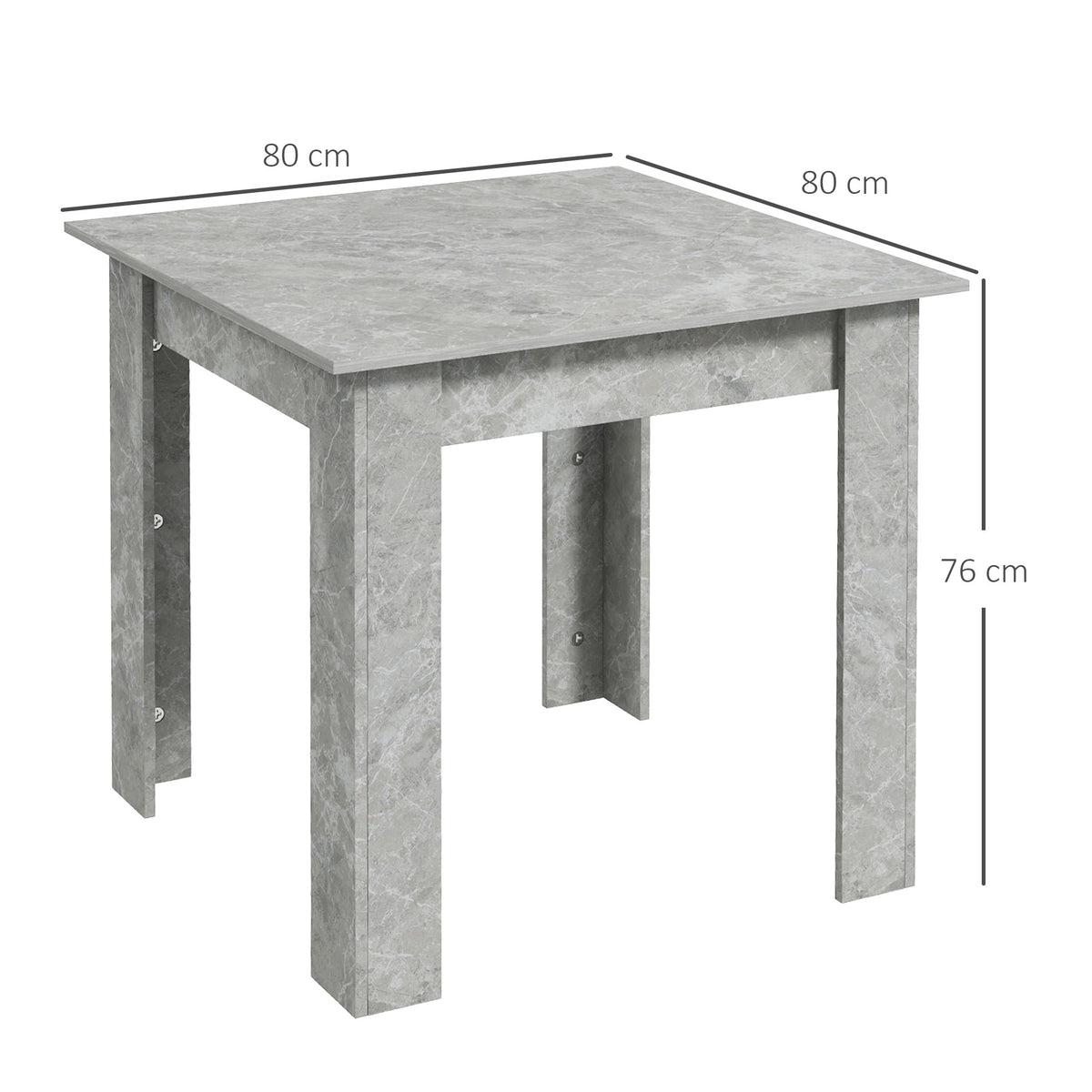 HOMCOM Square Dining Table, Modern Small Dining Table with Faux Cement Effect, Space Saving, Cement Grey