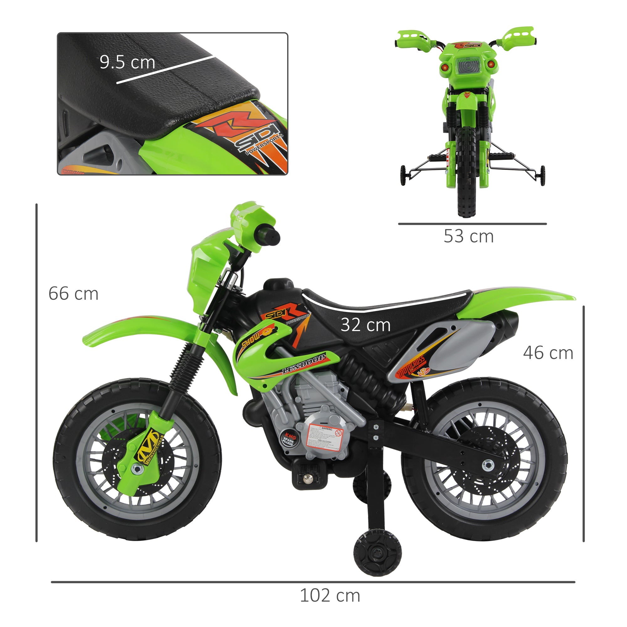 HOMCOM 6V Kids Child Electric Motorbike Ride on Motorcycle Scooter Children Toy Gift for 3-6 Years (Green) - North Peak Garden Furniture