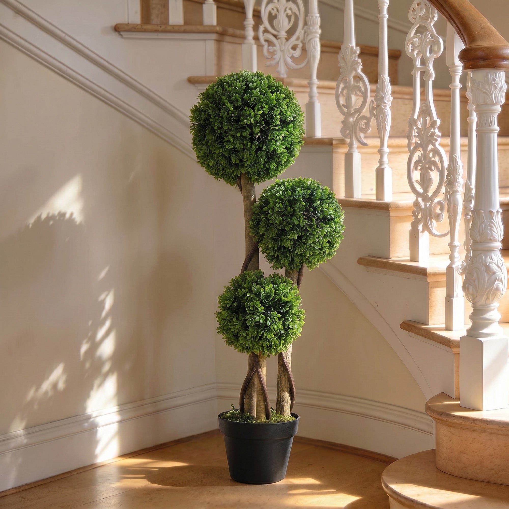 HOMCOM Decorative Artificial Plants Boxwood Ball Topiary Trees in Pot Fake Plants for Home Indoor Outdoor Decor, 90 cm