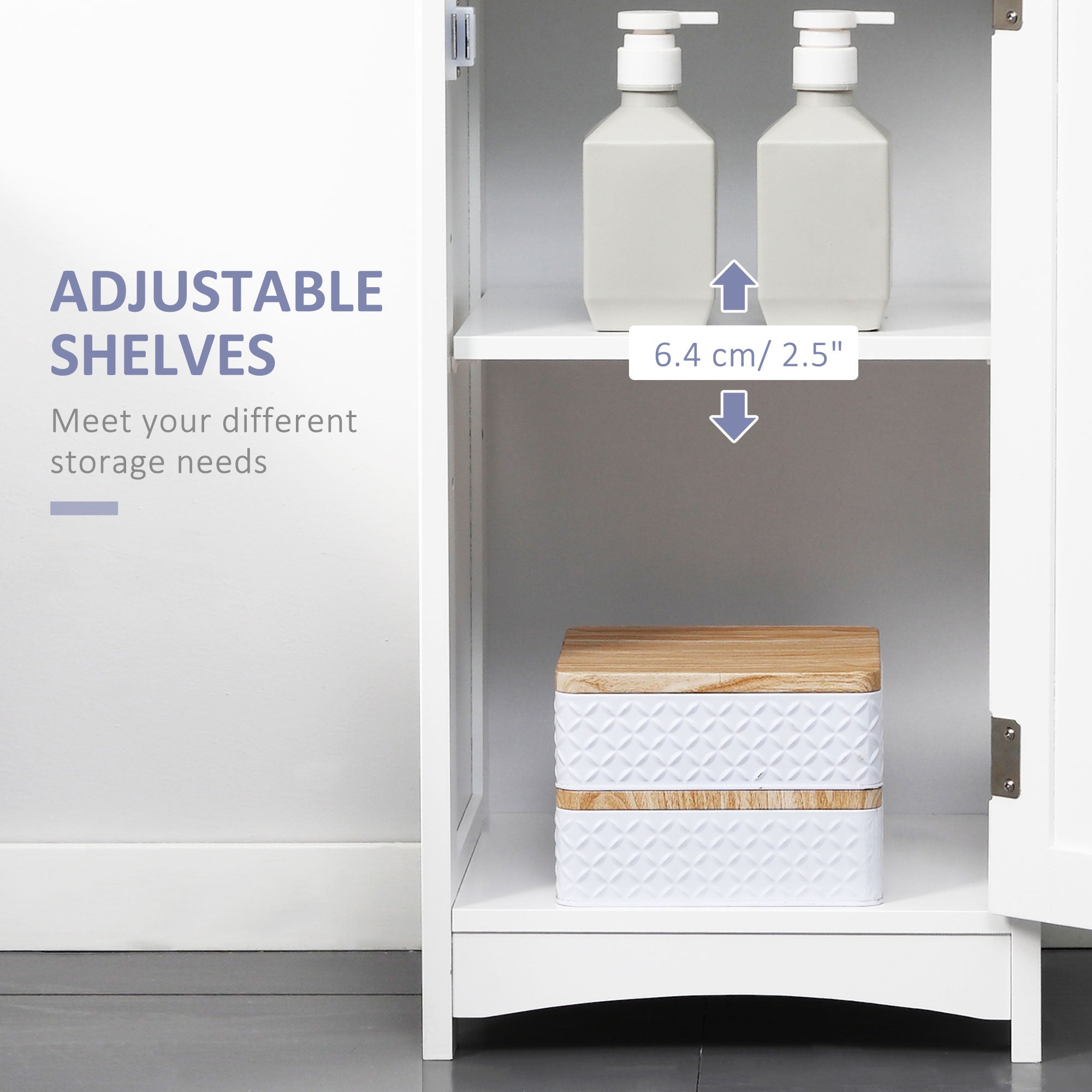 kleankin Tall Bathroom Storage Cabinet with 3 Tier Shelf, Cupboard, Drawer, Door, Freestanding Linen Tower, Slim Side Organizer, White - North Peak Garden Furniture