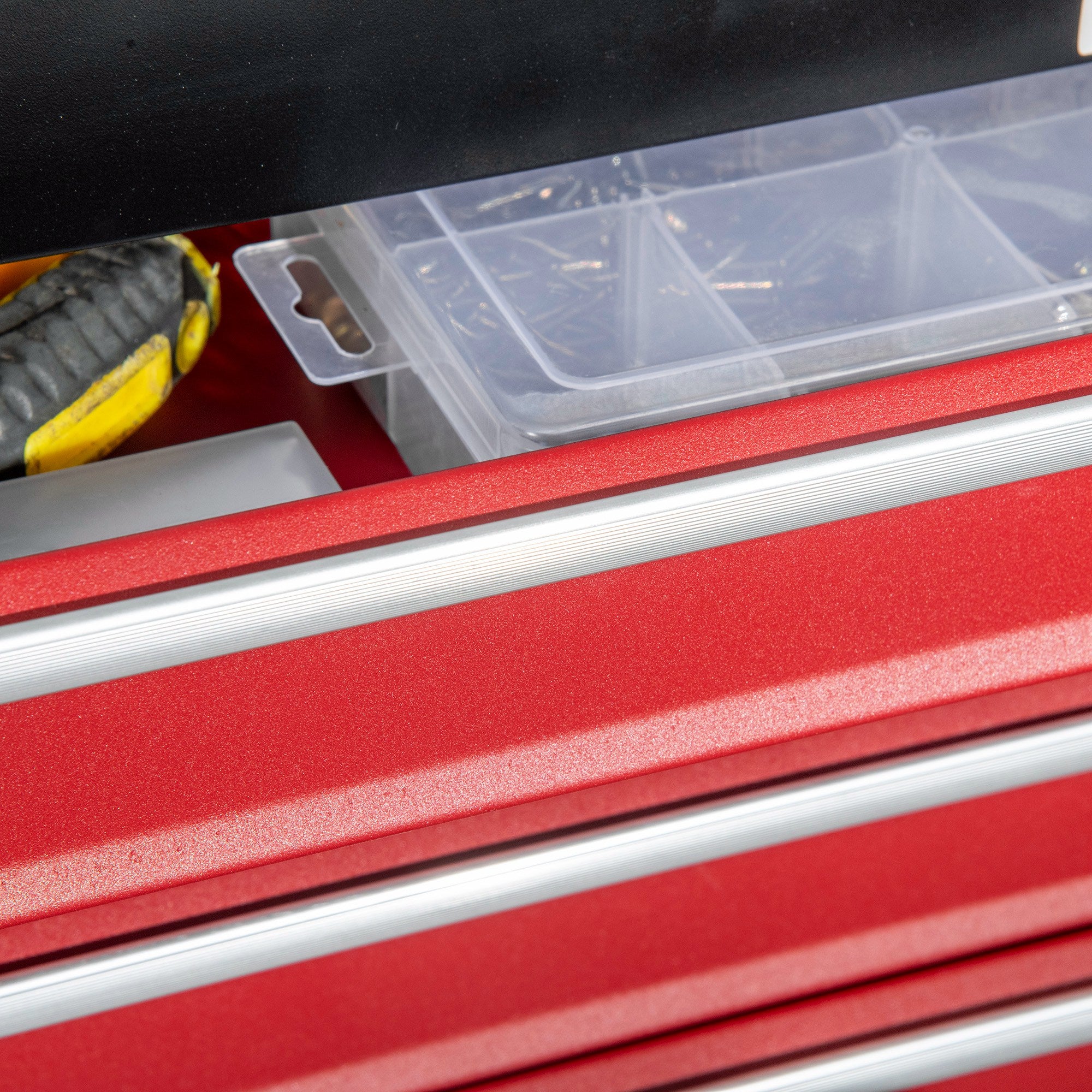 DURHAND 4 Drawer Tool Chest, Lockable Metal Tool Box with Ball Bearing Runners, Portable Toolbox, 510mm x 220mm x 395mm, Black - North Peak Garden Furniture