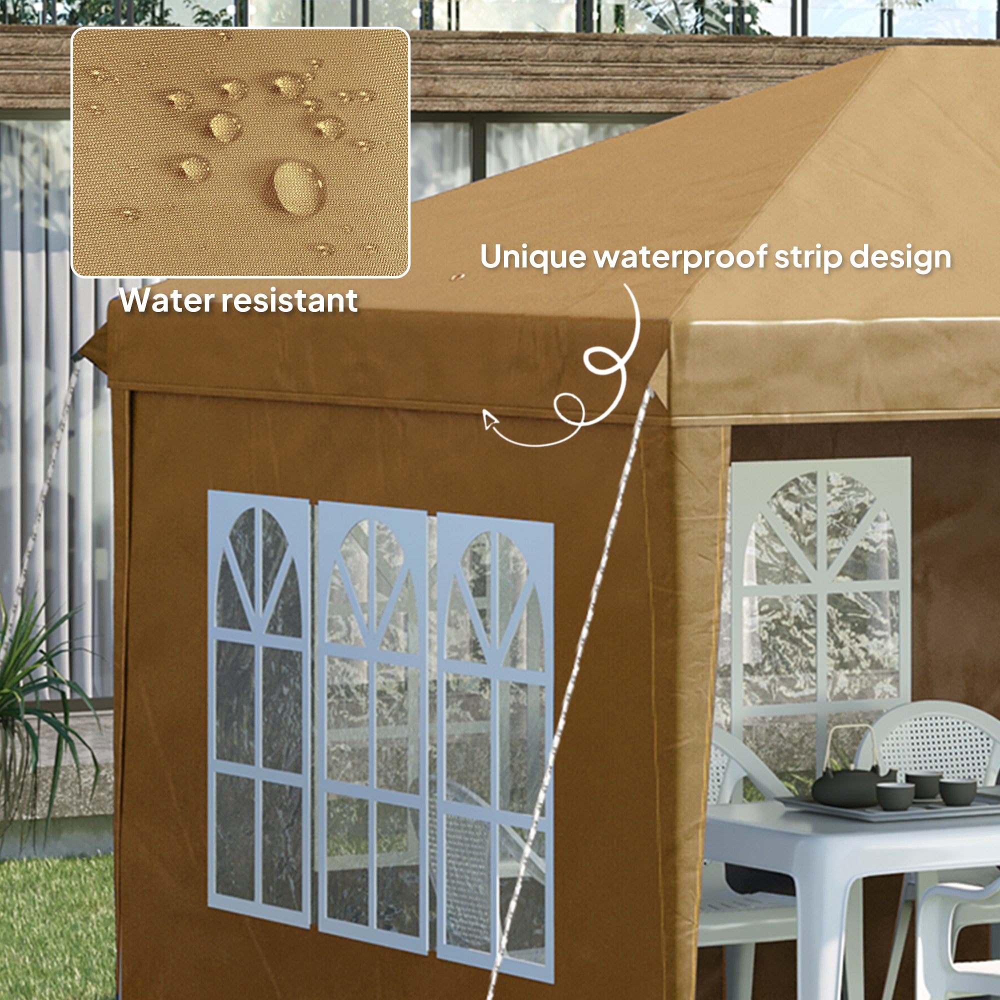 Outsunny 3 x 6m Pop-Up Gazebo, with Removable Walls - Khaki - North Peak Garden Furniture