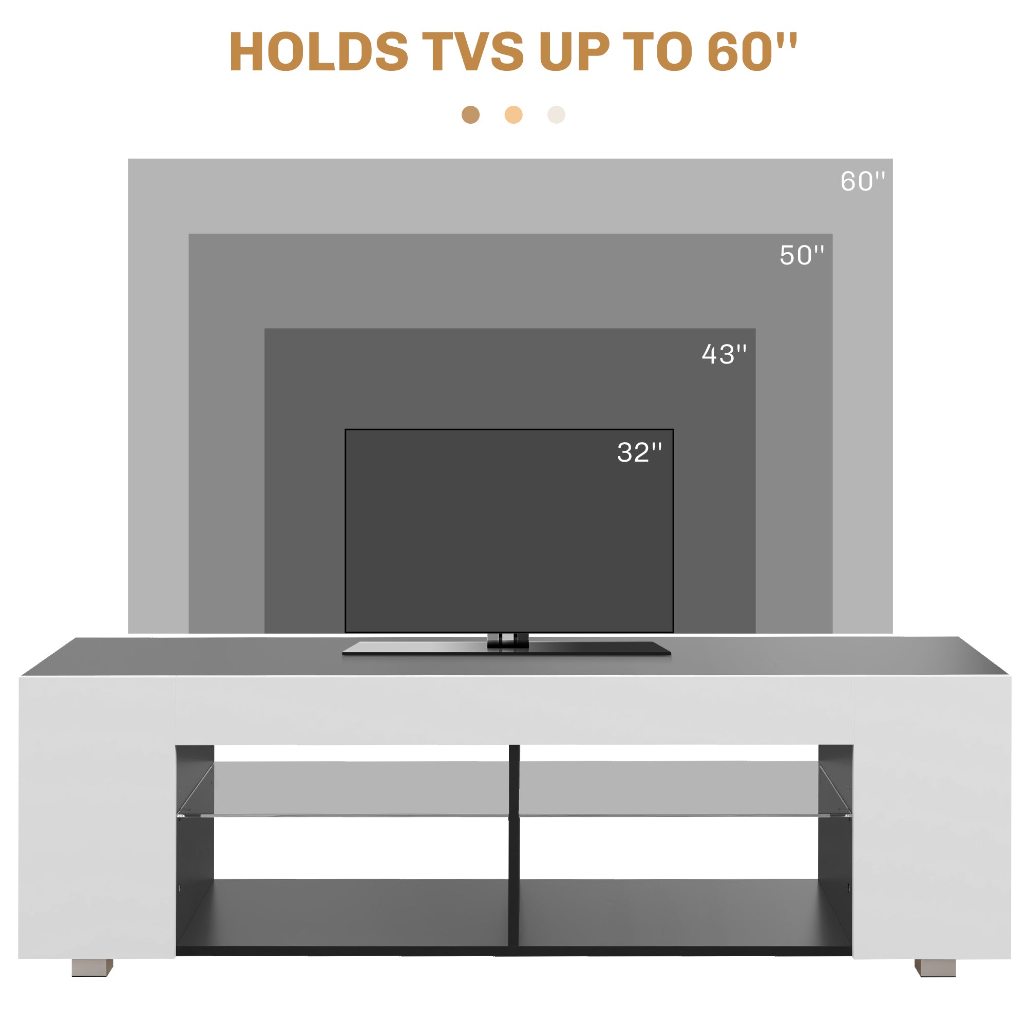 HOMCOM Multi-Shelf TV Cabinet, with Adjustable LED Lights - White - North Peak Garden Furniture