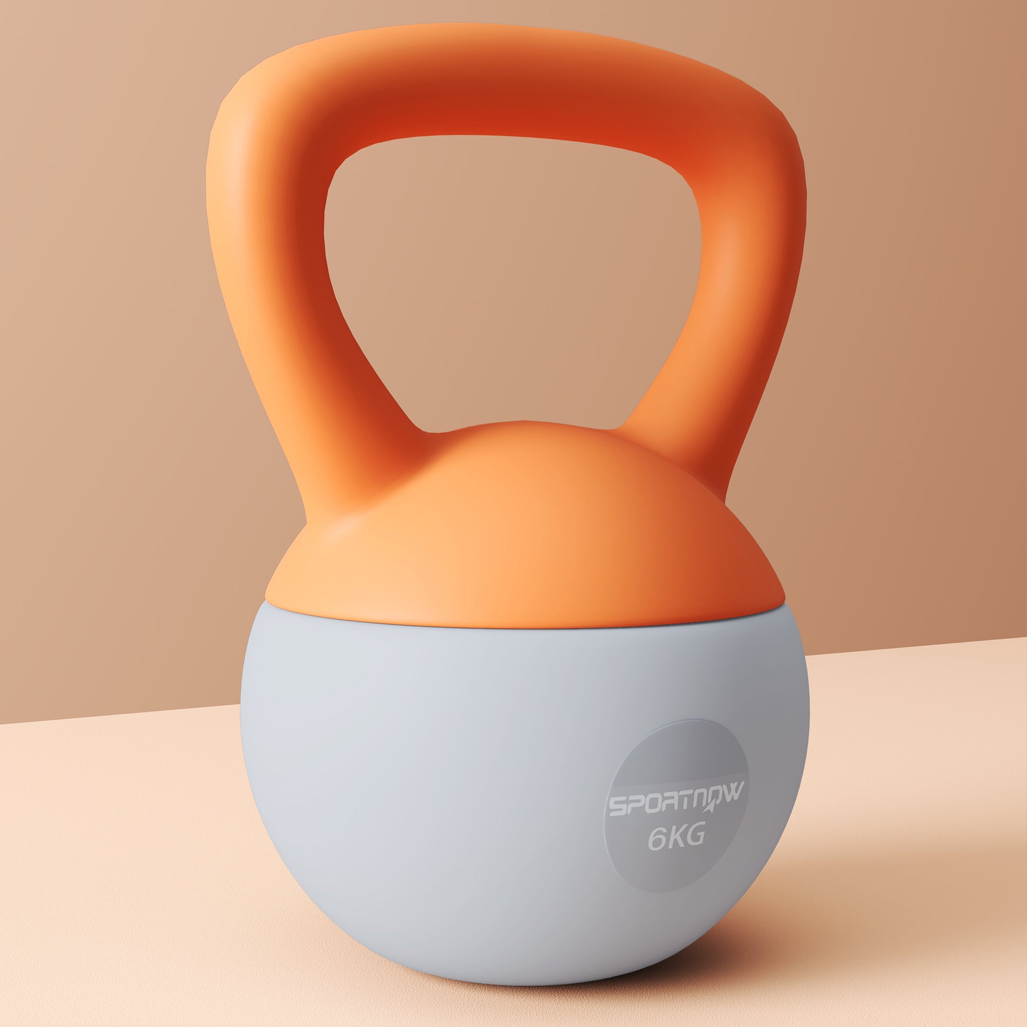 SPORTNOW Soft Kettlebell, 6kg Kettle Bell with Non-Slip Handle for Home Gym Weight Lifting and Strength Training, Orange and Grey - North Peak Garden Furniture