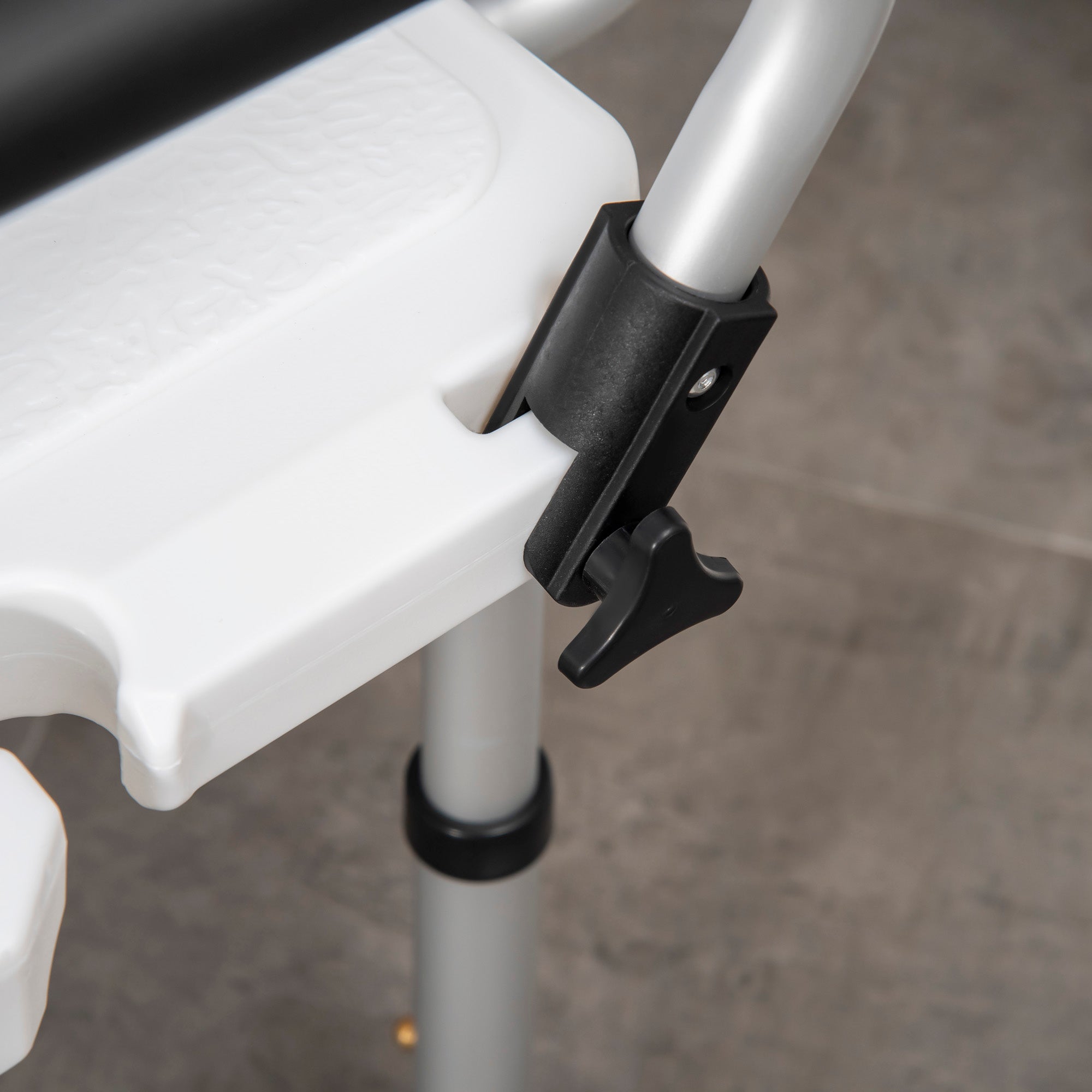 HOMCOM Shower Chair for the Elderly and Disabled, Height Adjustable Shower Stool with Back and Flipped Padded Arms, Suction Foot Pads, White - North Peak Garden Furniture
